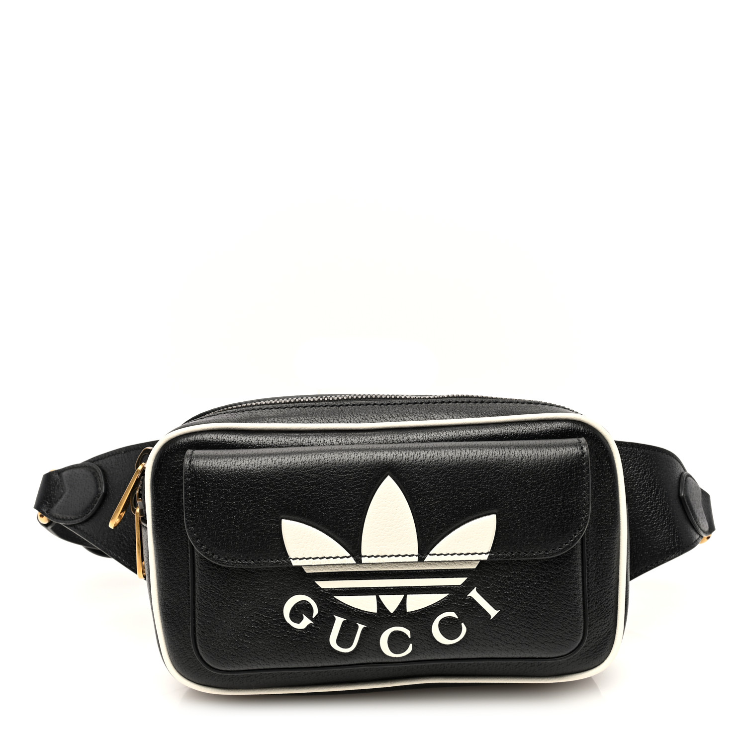 GUCCI X ADIDAS Textured Dollar Calfskin Belt Bag Black