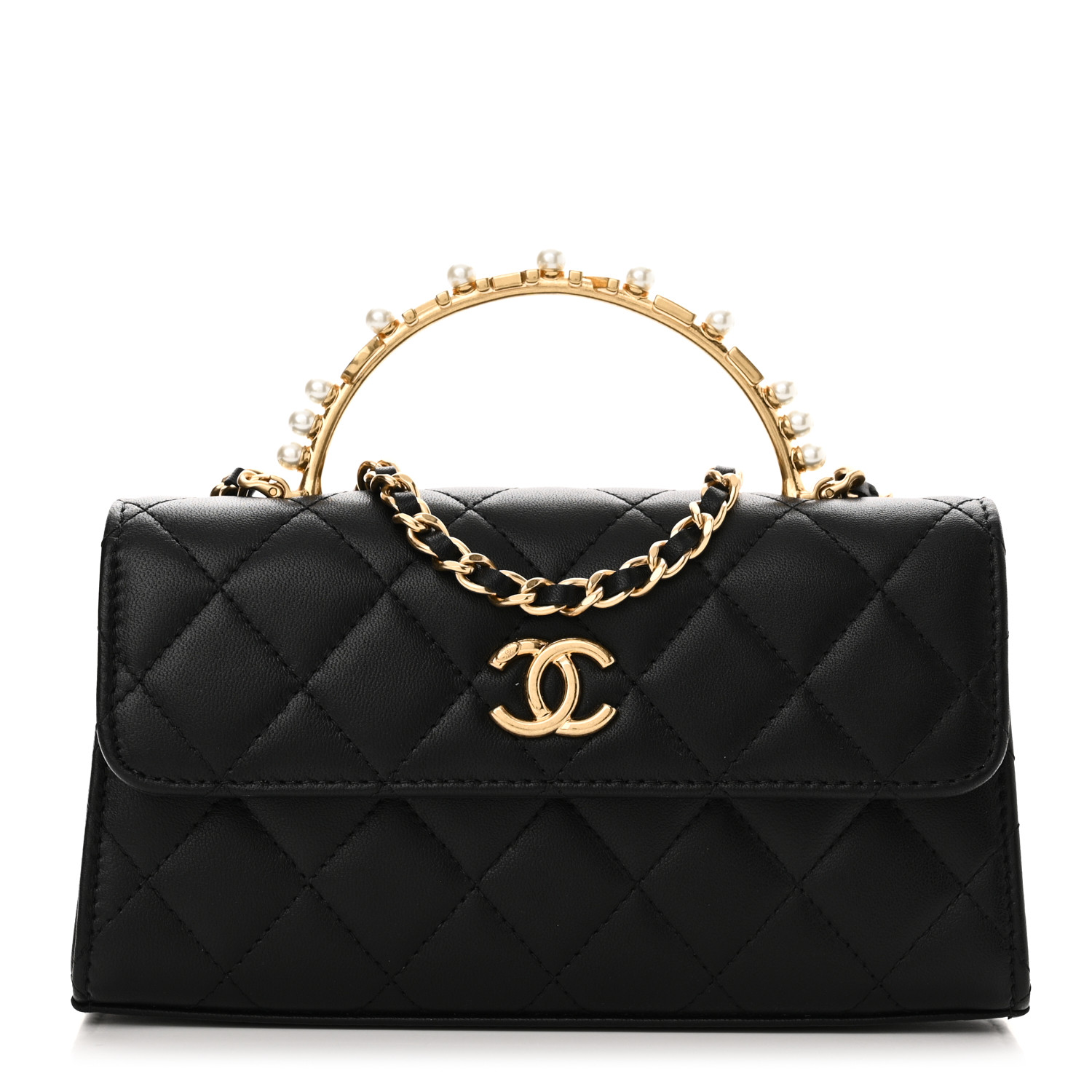 CHANELバッグ CHANEL Lambskin Pearl Crystal Quilted Pearly Girl Handle
