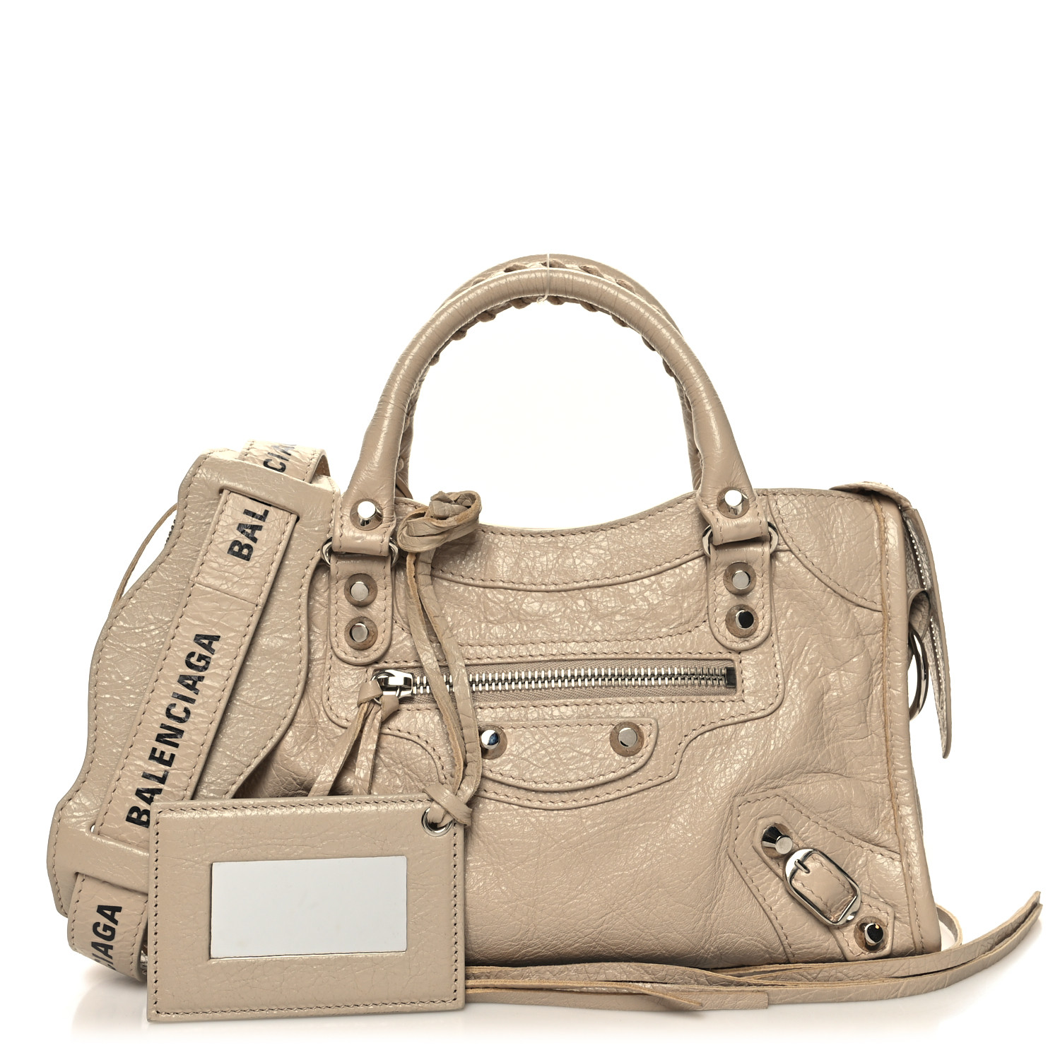 BALENCIAGA Agneau Classic Silver Hardware Mini City Logo