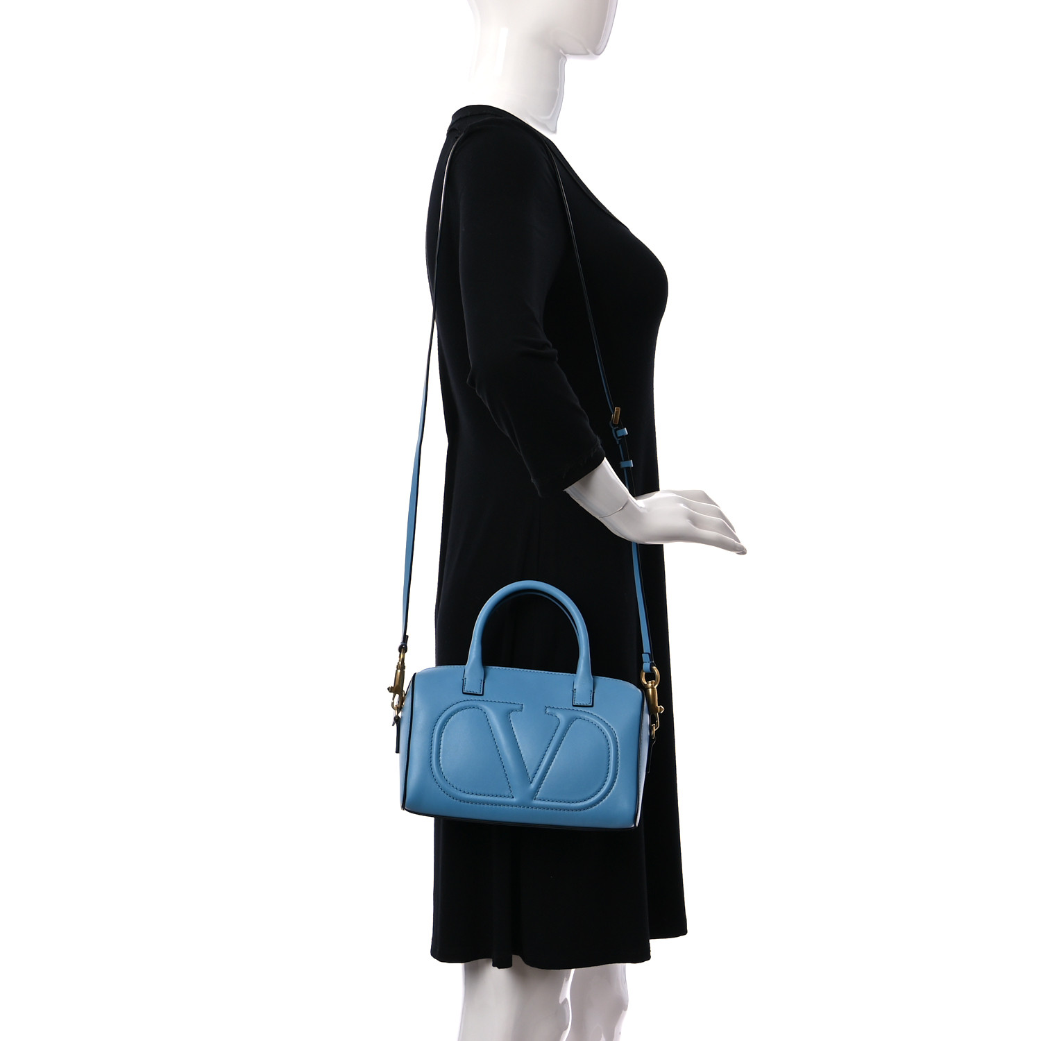 バッグ Valentino Boston bag archive Valentino Garavani Black Embossed Leather Boston Bag