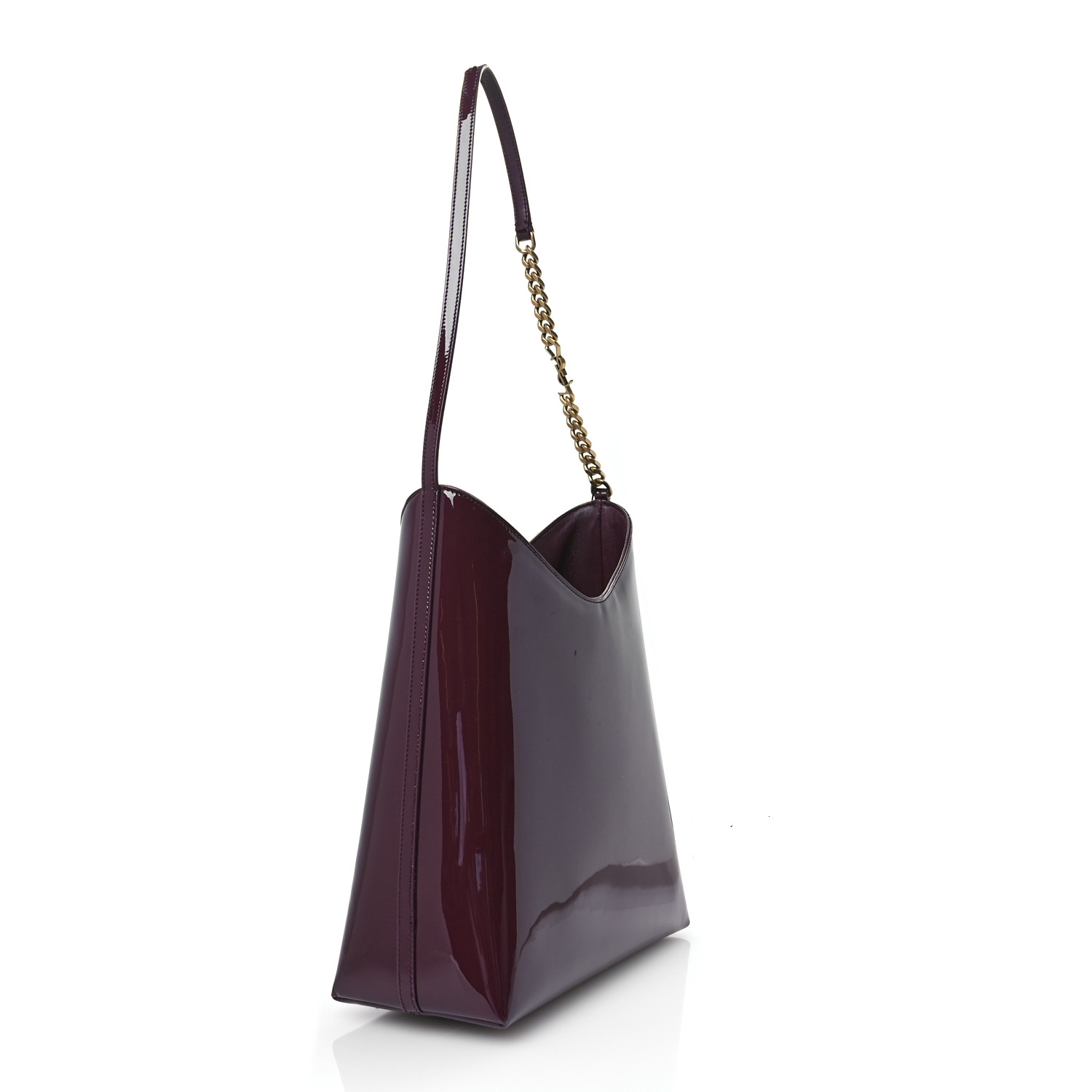 ショルダーバッグ・ポシェット SAINT LAURENT RENDEZ-VOUS PATENT LEATHER HOBO BAG SAINT LAURENT Patent Calfskin Rendez-Vous Hobo Dark Red Wine