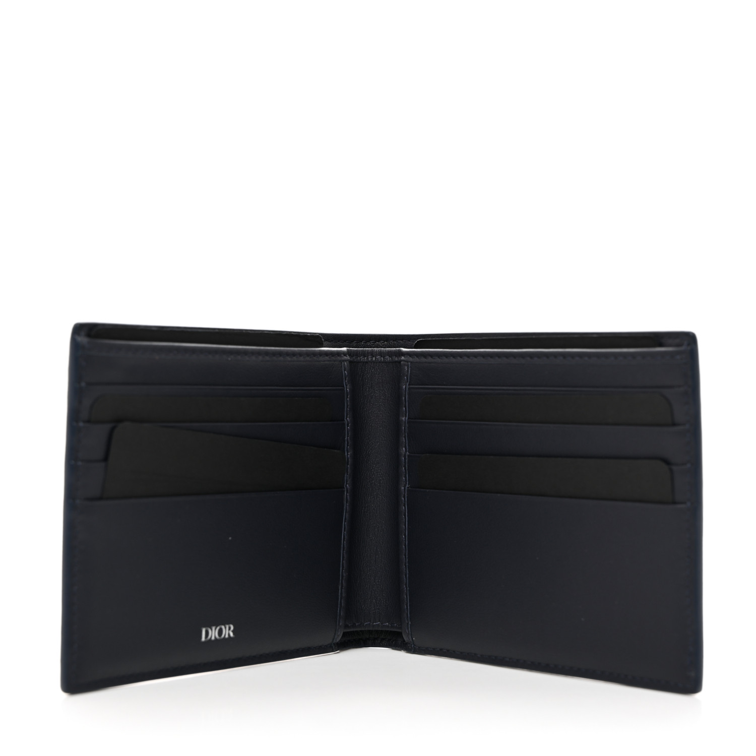 Christian Dior / CDアイコンバイフォールドウォレット ネイビー CHRISTIAN DIOR Coated Canvas Calfskin CD Diamond Bifold