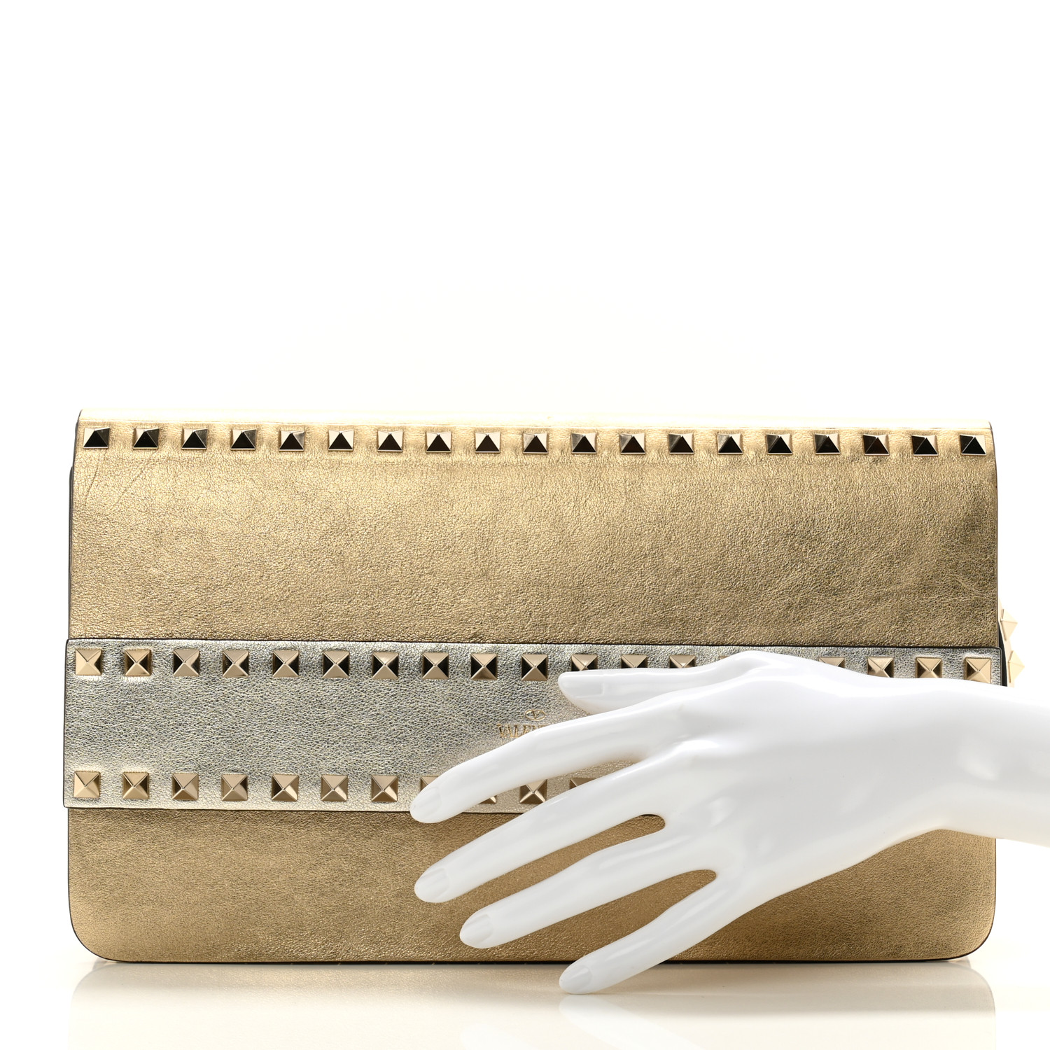 VALENTINO ゴールドバックル ベルト 70/28 Vlogo Signature Reversible Belt In Metallic And Shiny