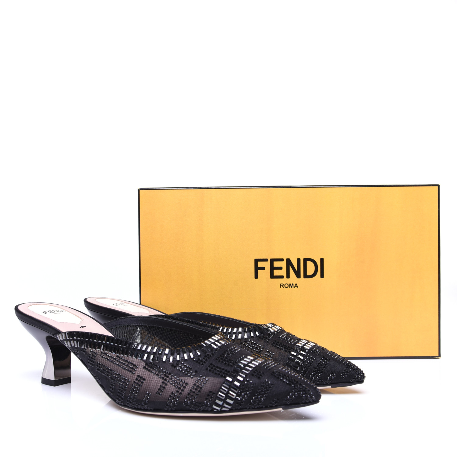 サンダル・ミュール FENDI Colibri mesh slingback with FF embroidery 0400099851548_BLACKMULTI?wid=
