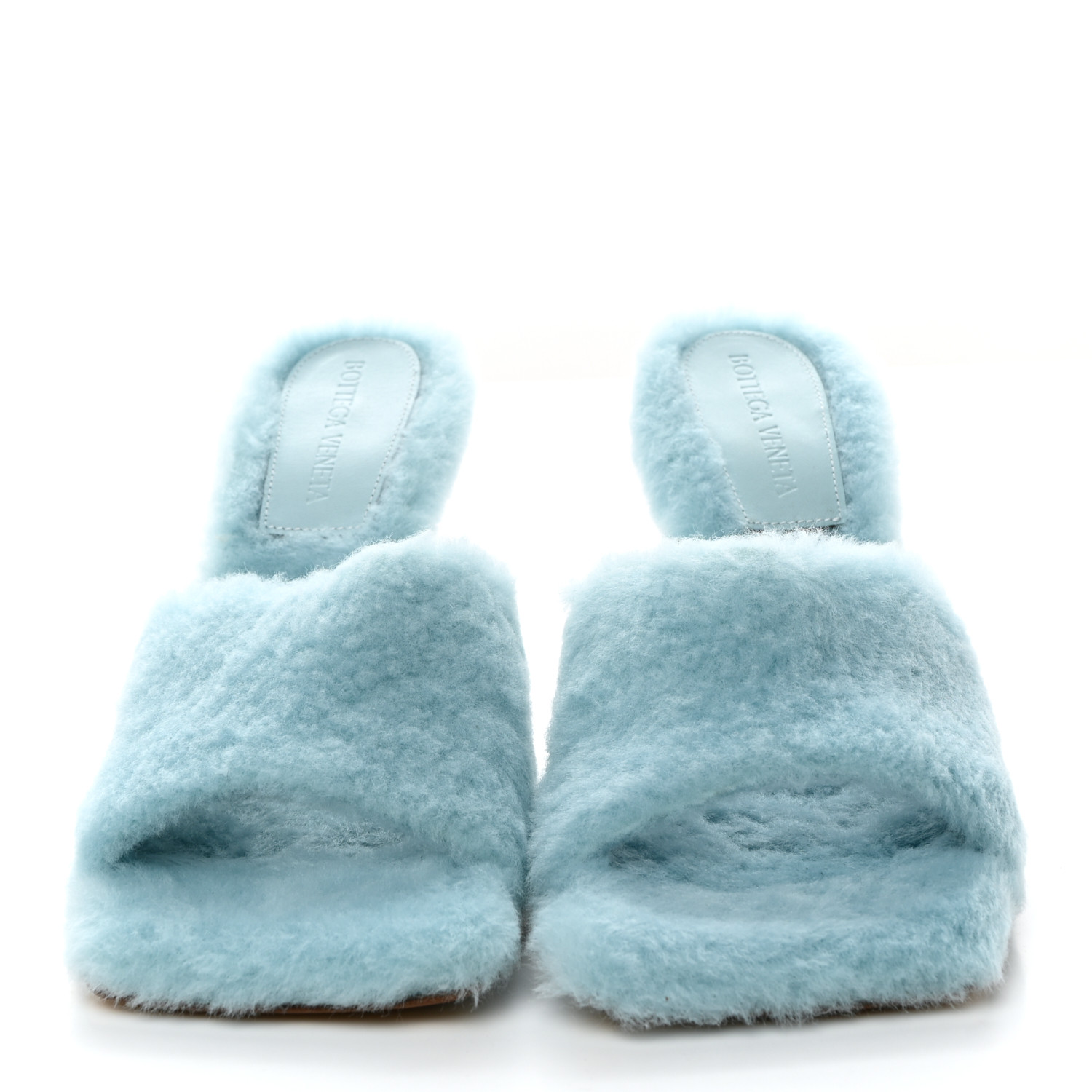 BOTTEGA VENETA Cozy Fur Lido 90mm Mule Sandals 37 Pale Blue