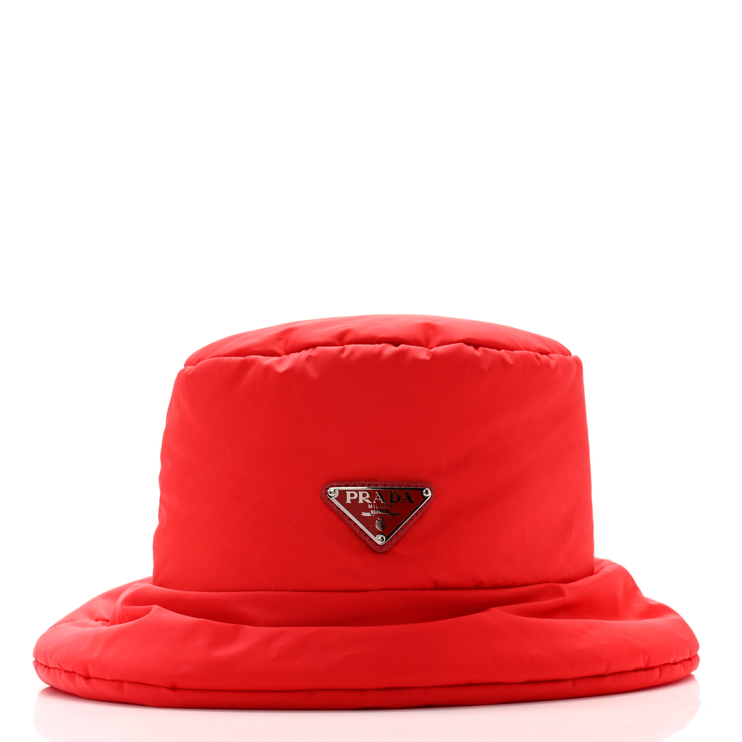 PRADA Re-Nylon Metal Triangle Logo Mens Padded Bucket Hat M