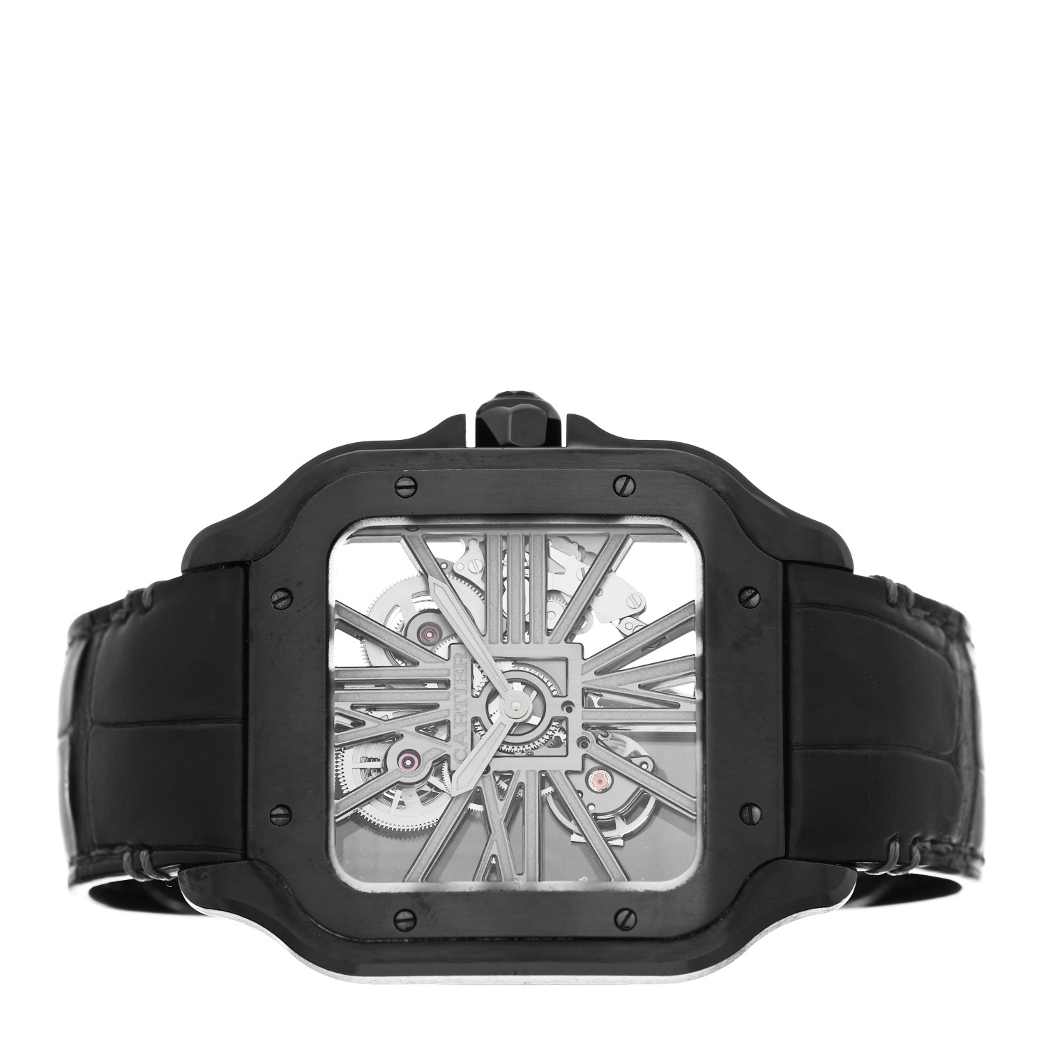 CARTIER ADLC Stainless Steel Alligator Santos De Cartier