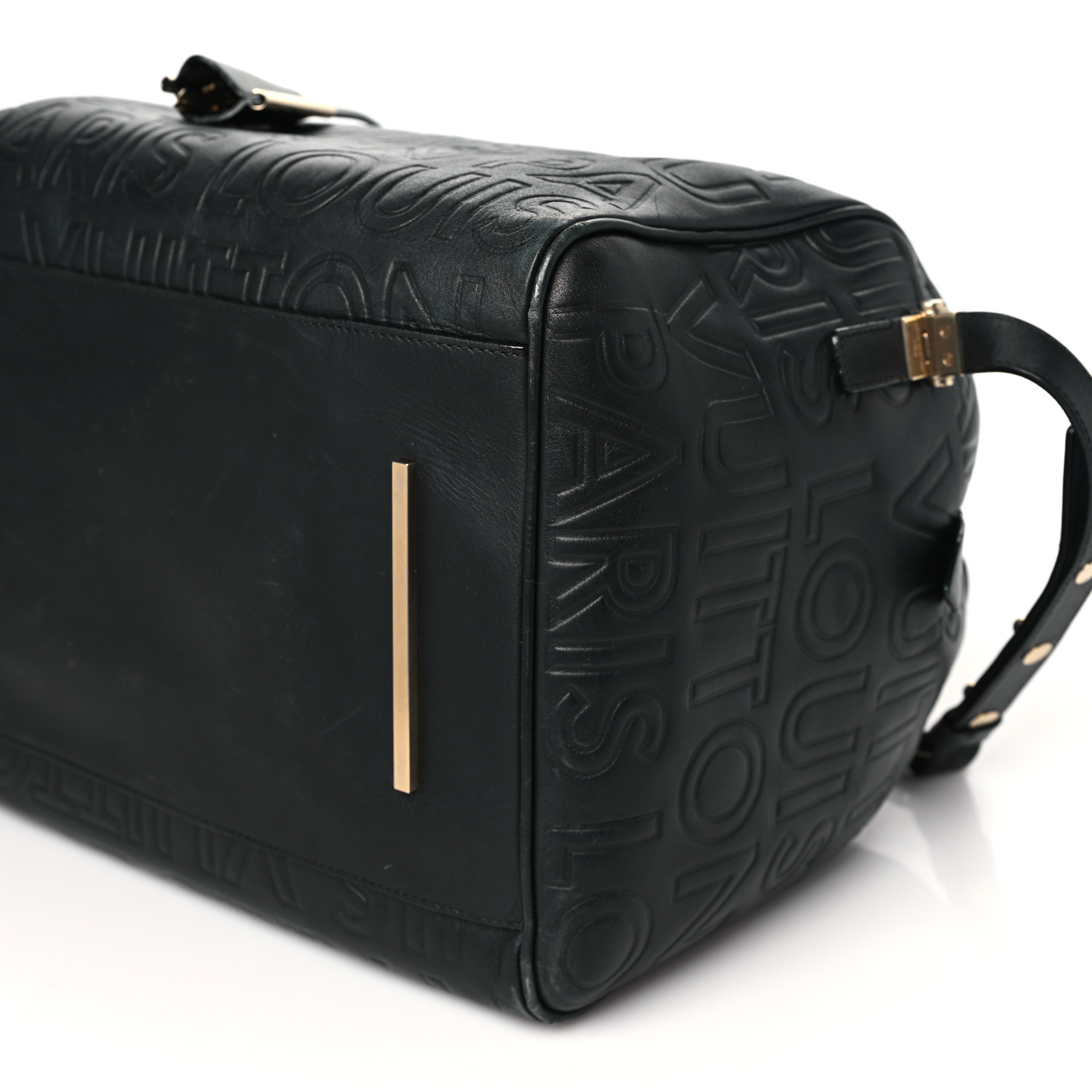 LOUIS VUITTON Calfskin Embossed Speedy Cube 30 Black 1558444
