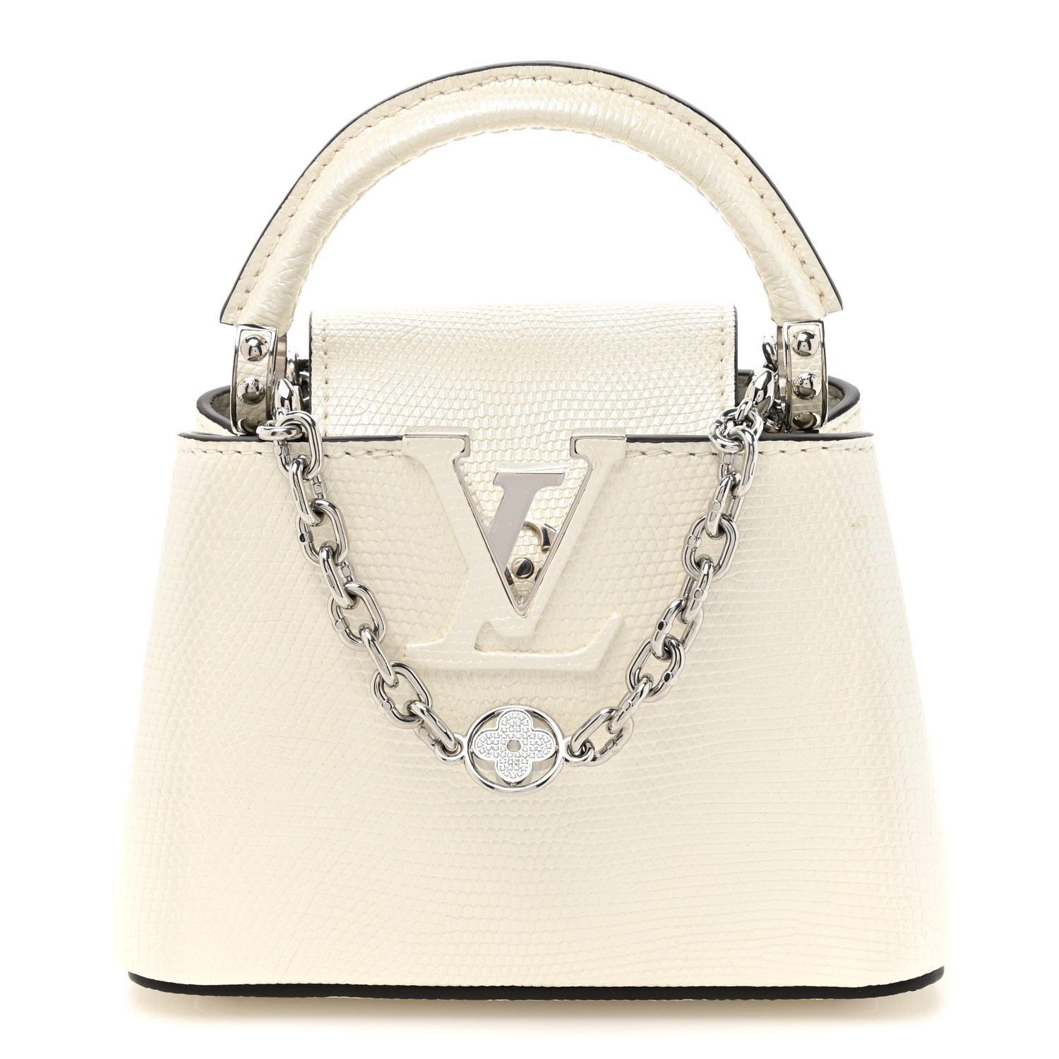 LOUIS VUITTON Taurillon Lizard Flower Chain Capucines Nano