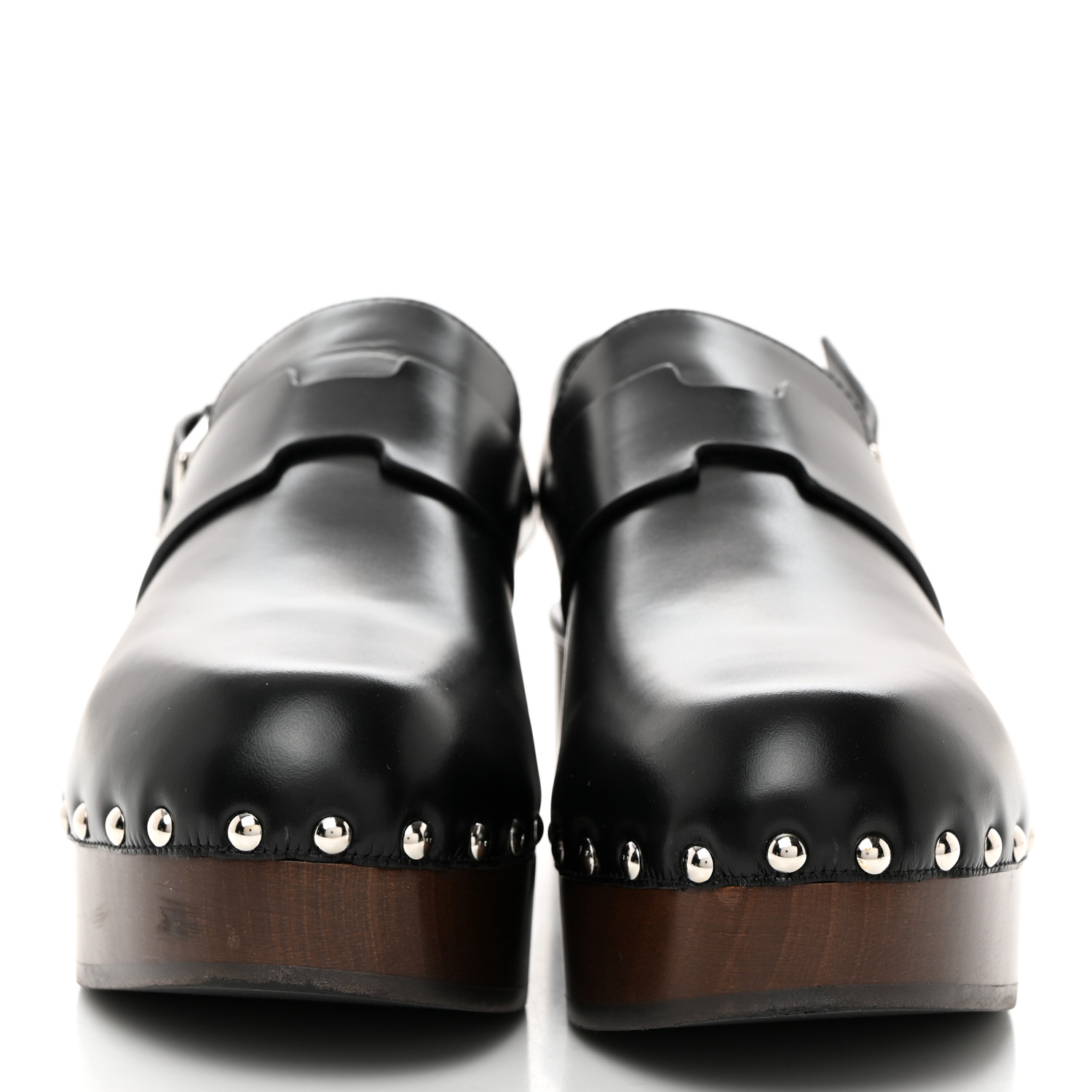 HERMES Toscan Calfskin Hermione Mules 37 Black 1555659