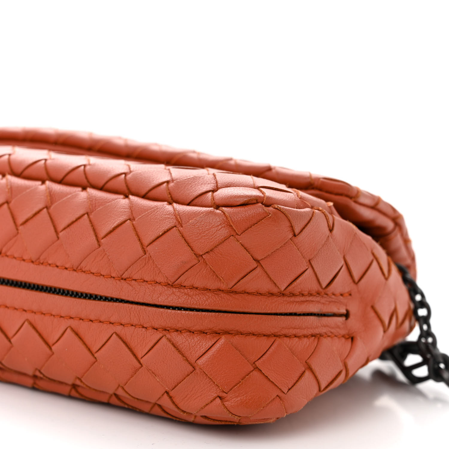 超特価★BOTTEGA VENETA★Intrecciato Flap Shoulder Bag Orange Bottega Veneta Intrecciato Shoulder Bag Leather Orange