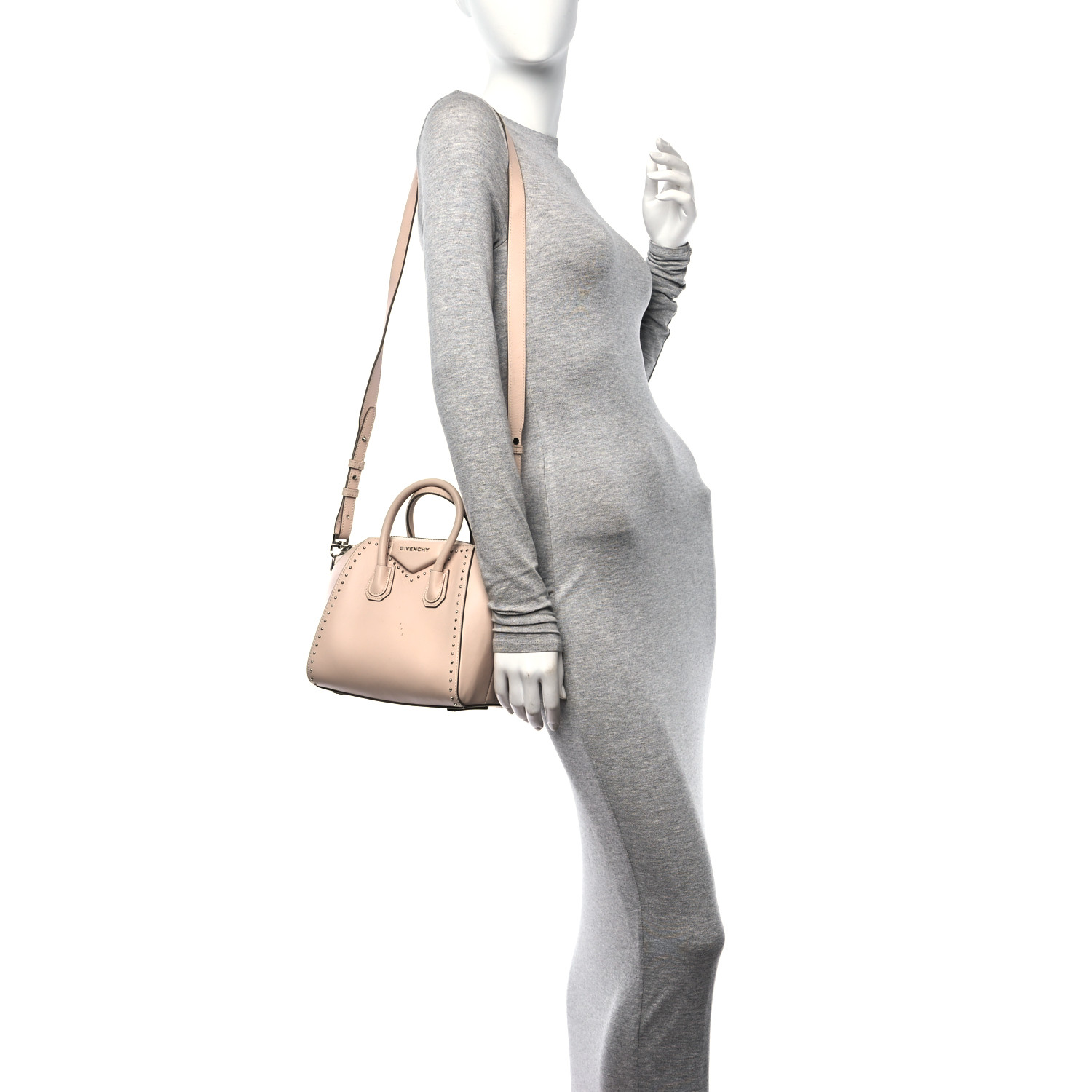 GIVENCHY Calfskin Small Studded Antigona Beige Buff 1562073