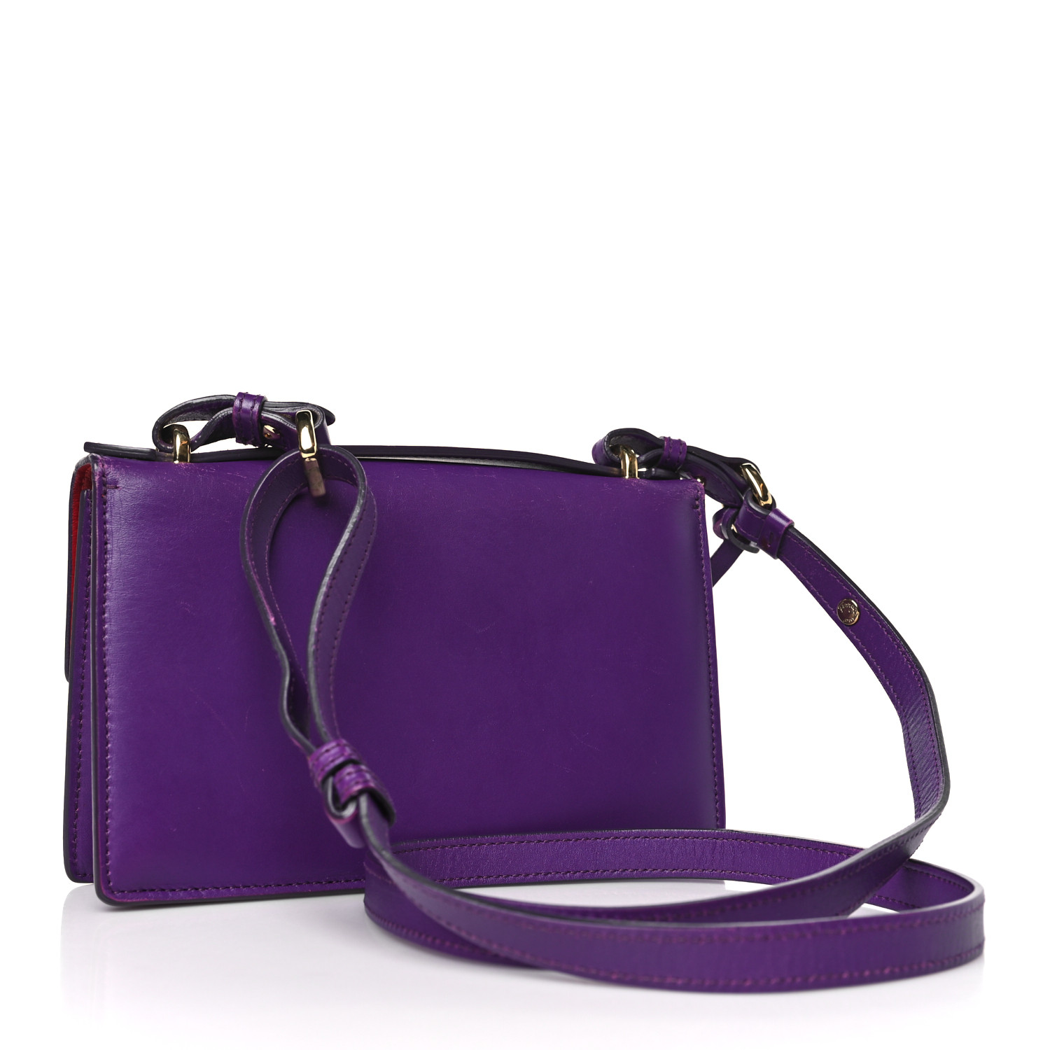 SALVATORE FERRAGAMO Smooth Calfskin Aileen Gancio Lock Shoulder Bag Purple 3