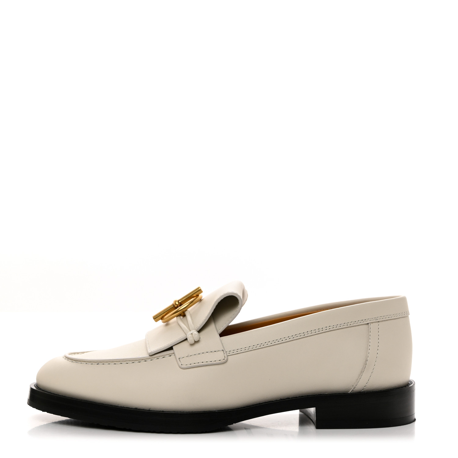 エルメス HERMES Calfskin Womens Impact Loafers 36.5 Blanc De Paris