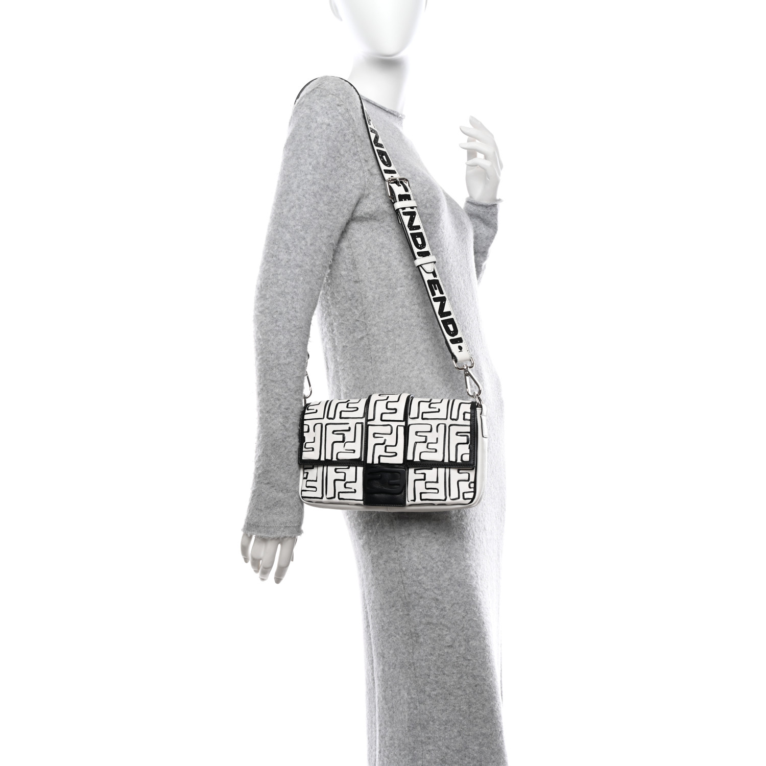 FENDI X JOSHUA VIDES Nappa FF Embossed Belt Baguette Bag