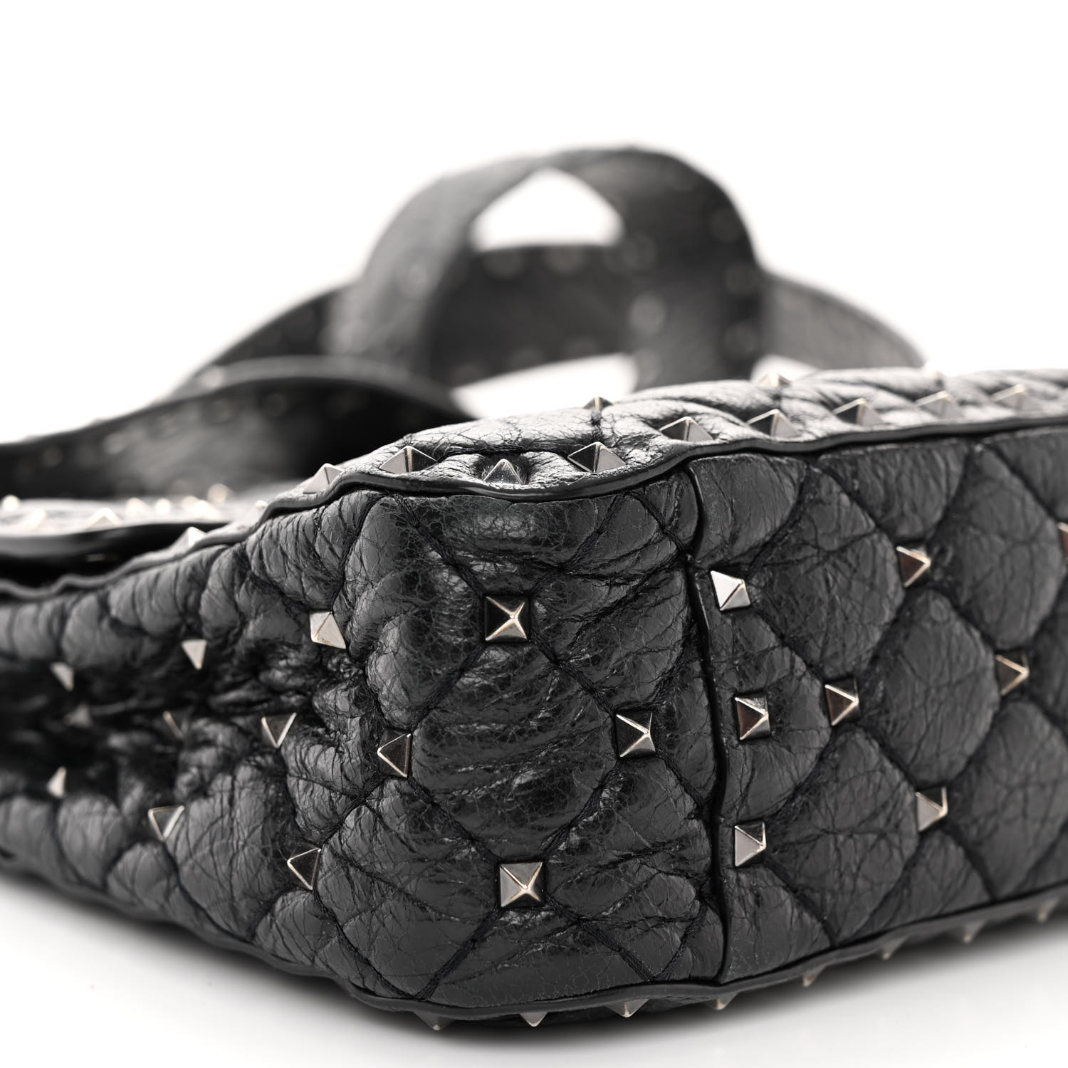 【VIP価格】VALENTINO Black Nappa Medium Rockstud Bag VALENTINO GARAVANI Craquele Nappa Medium Rockstud Spike
