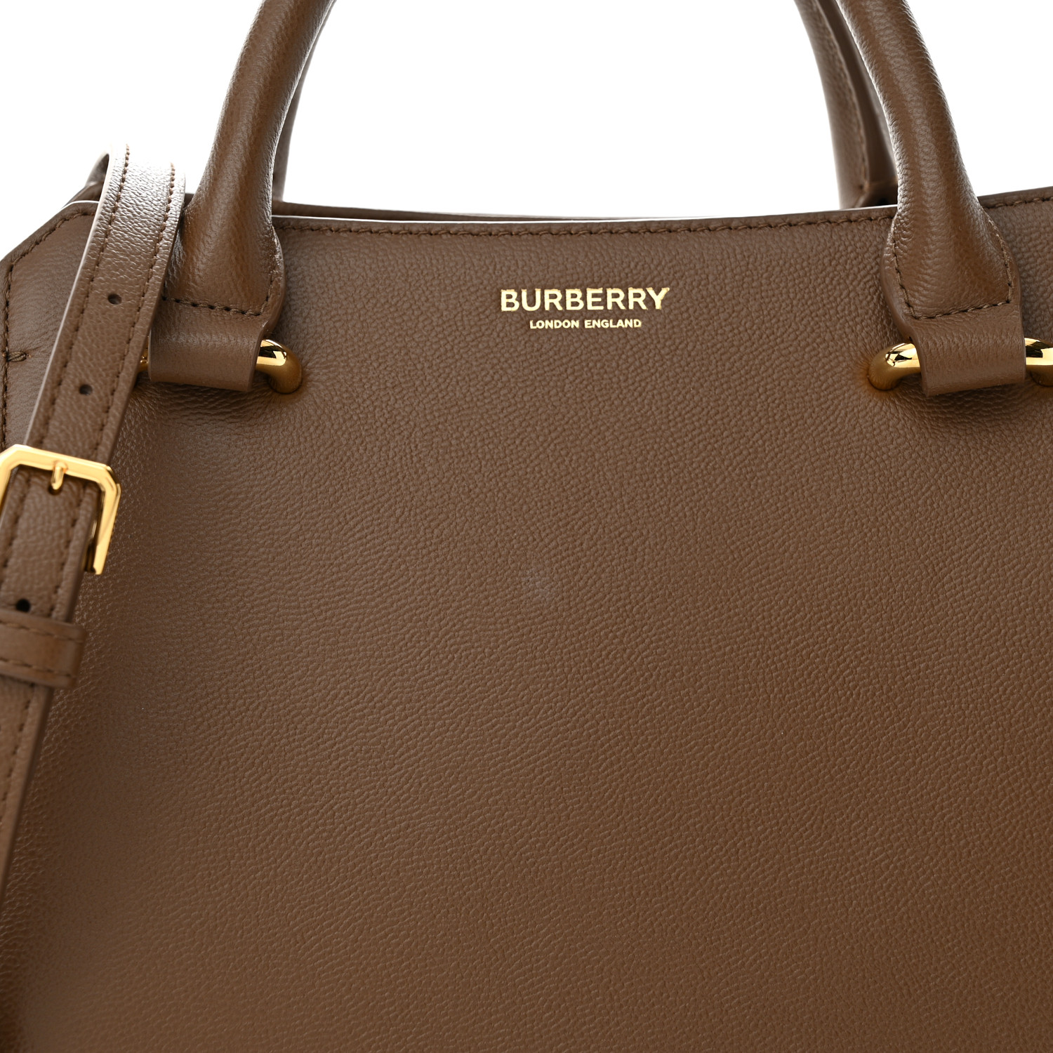 BURBERRY Calfskin Mega Check Mini Banwell Tote Earth 1484182