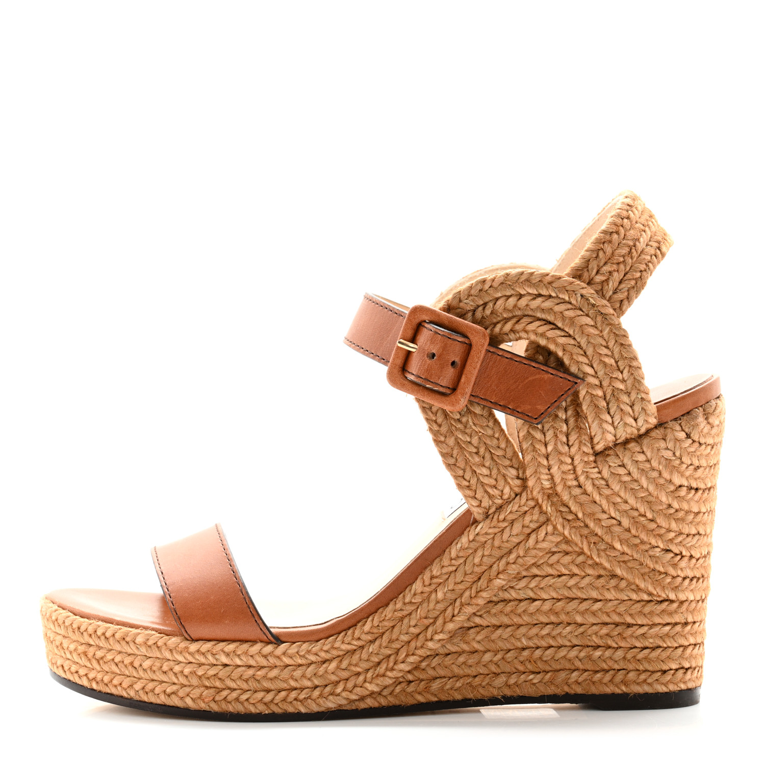 JIMMY CHOO Calfskin Espadrille Delphi 100 Wedge Sandals 39.5