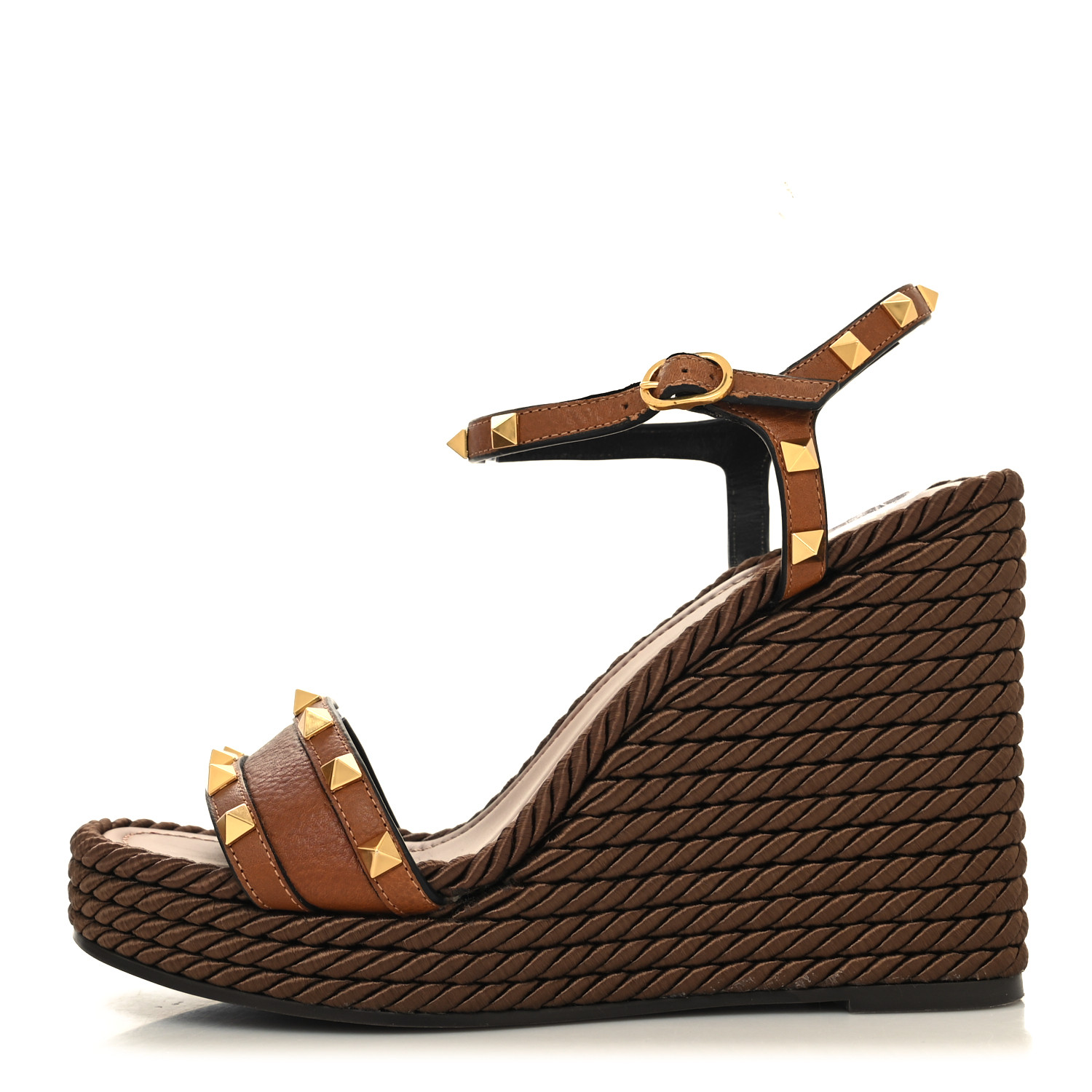 【値下げ】【新品未使用】『VALENTINO』 BROWN トラウザーズ VALENTINO GARAVANI Calfskin Rockstud Torchon Espadrille 25