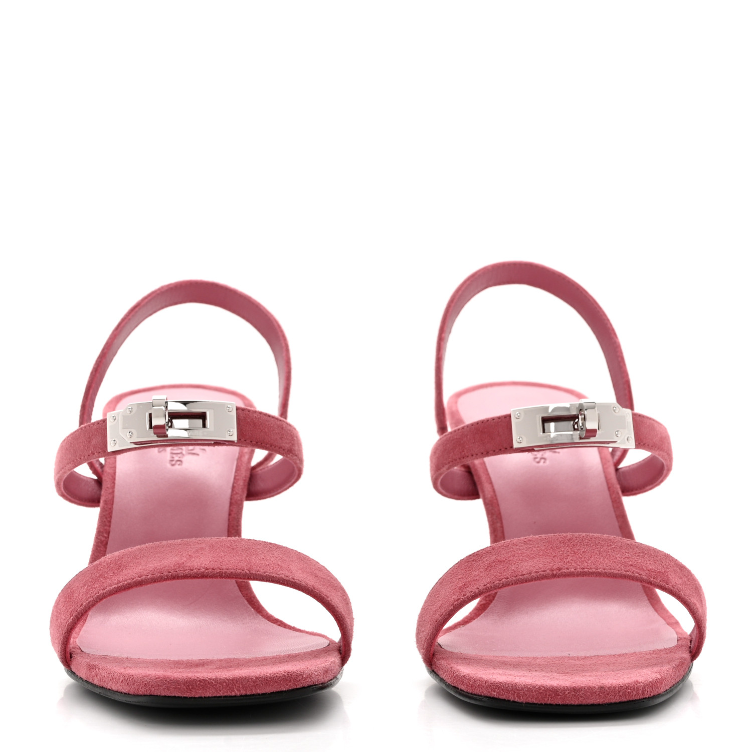 HERMES Suede Goatskin Glamour 75 Sandals 39 Rose Aphrodite