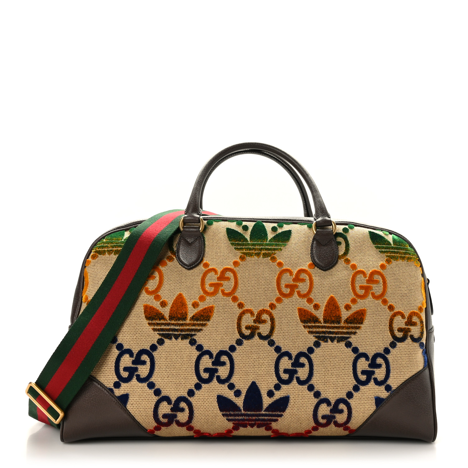 GUCCI X ADIDAS Canvas Textured Dollar Calfskin Web GG