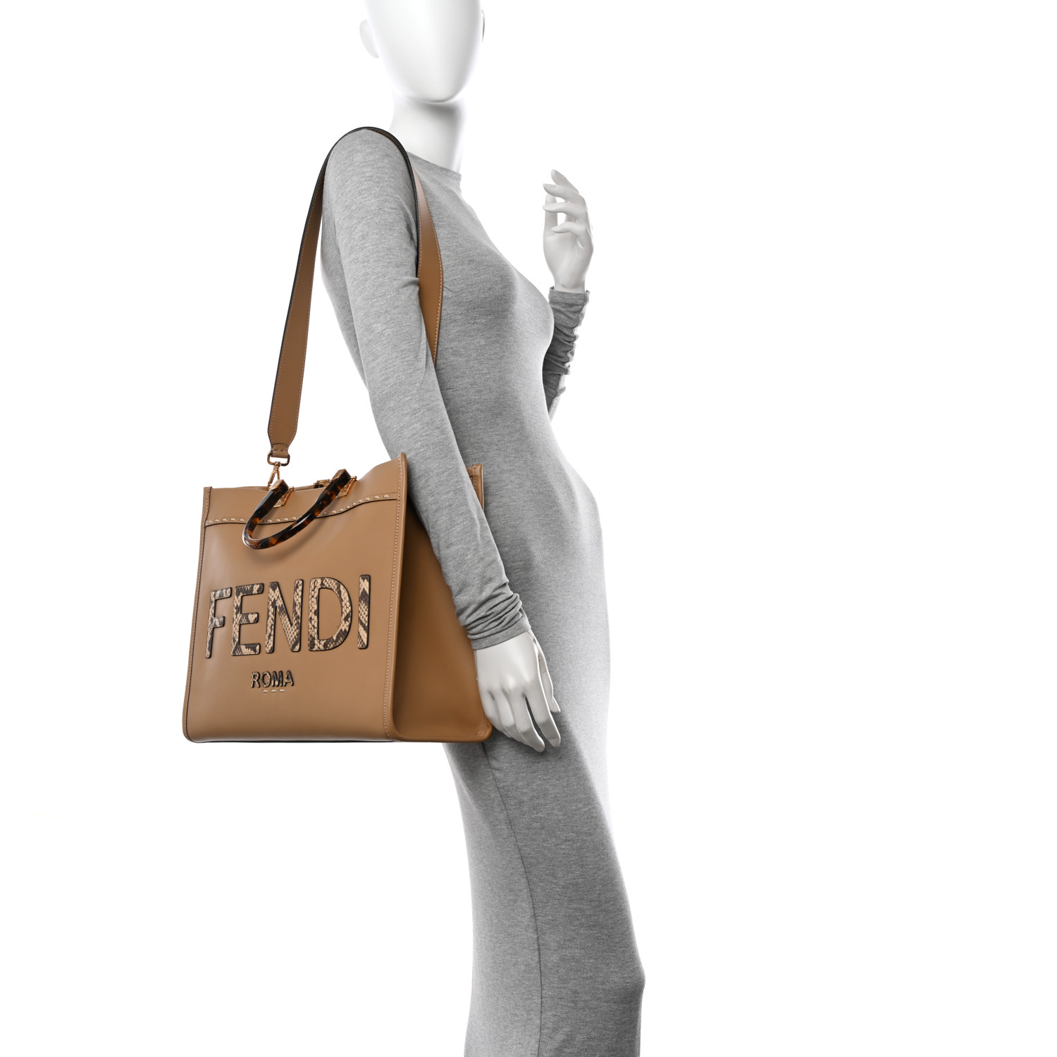 FENDI Vitello King Plexiglass Elaphe Python Print Logo