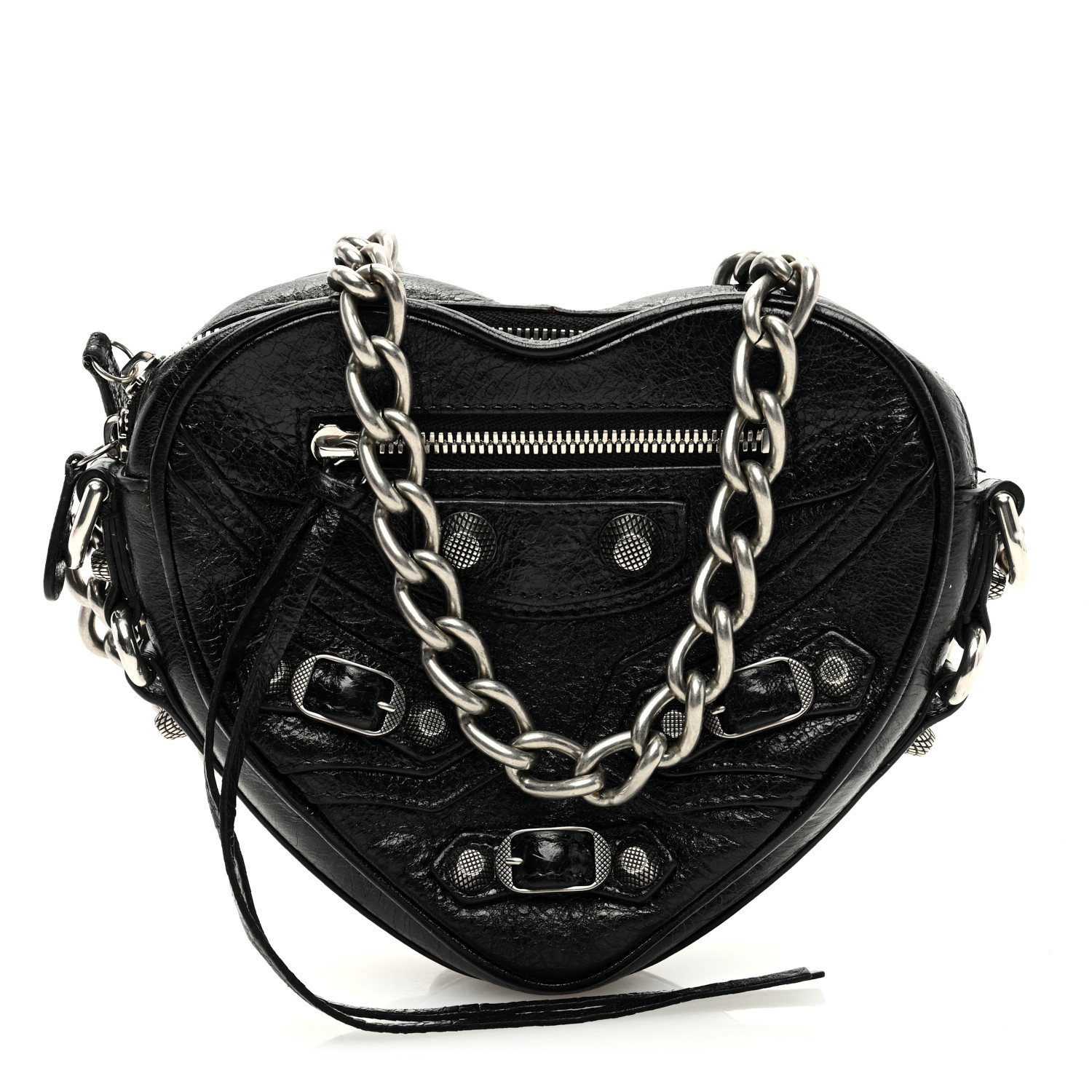 BALENCIAGA Agneau Arena Mini Le Cagole Heart Bag Black