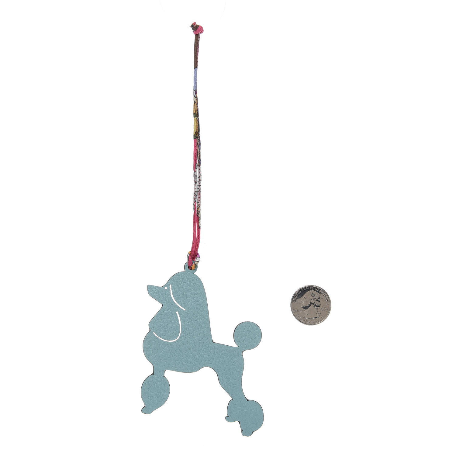 HERMES Togo Epsom Petit H Royal Poodle Bag Charm Bleu Atoll