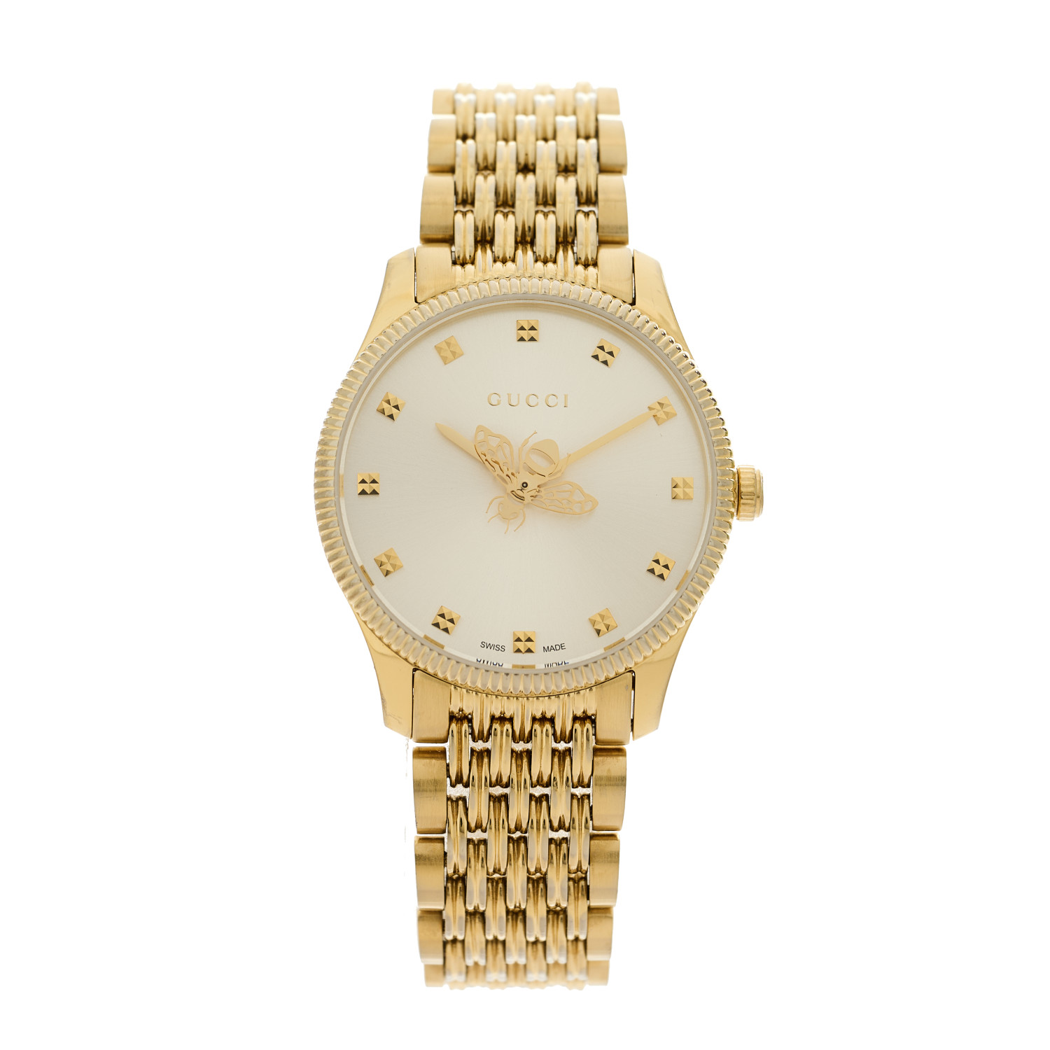 稀少 GUCCI(グッチ) G-Timeless Yellow Gold Bezel Ladies Watch GUCCI Stainless Steel 29mm G-Timeless Bee Quartz Watch Gold