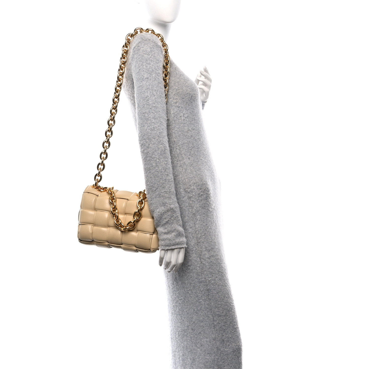 BOTTEGA VENETA Lambskin Maxi Intreccio Padded Chain Cassette