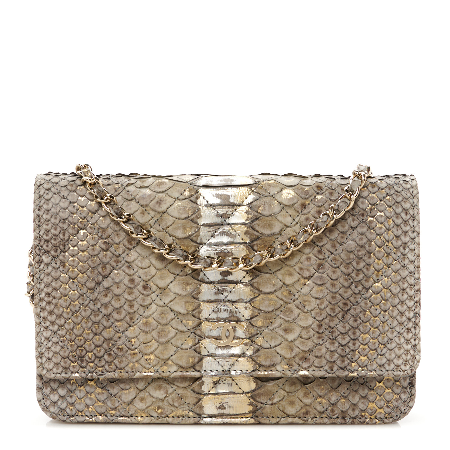 CHANEL 
イルミネイティングブラッシュパウダー 151.788 CHANEL Metallic Snakeskin Quilted Wallet On Chain WOC Grey