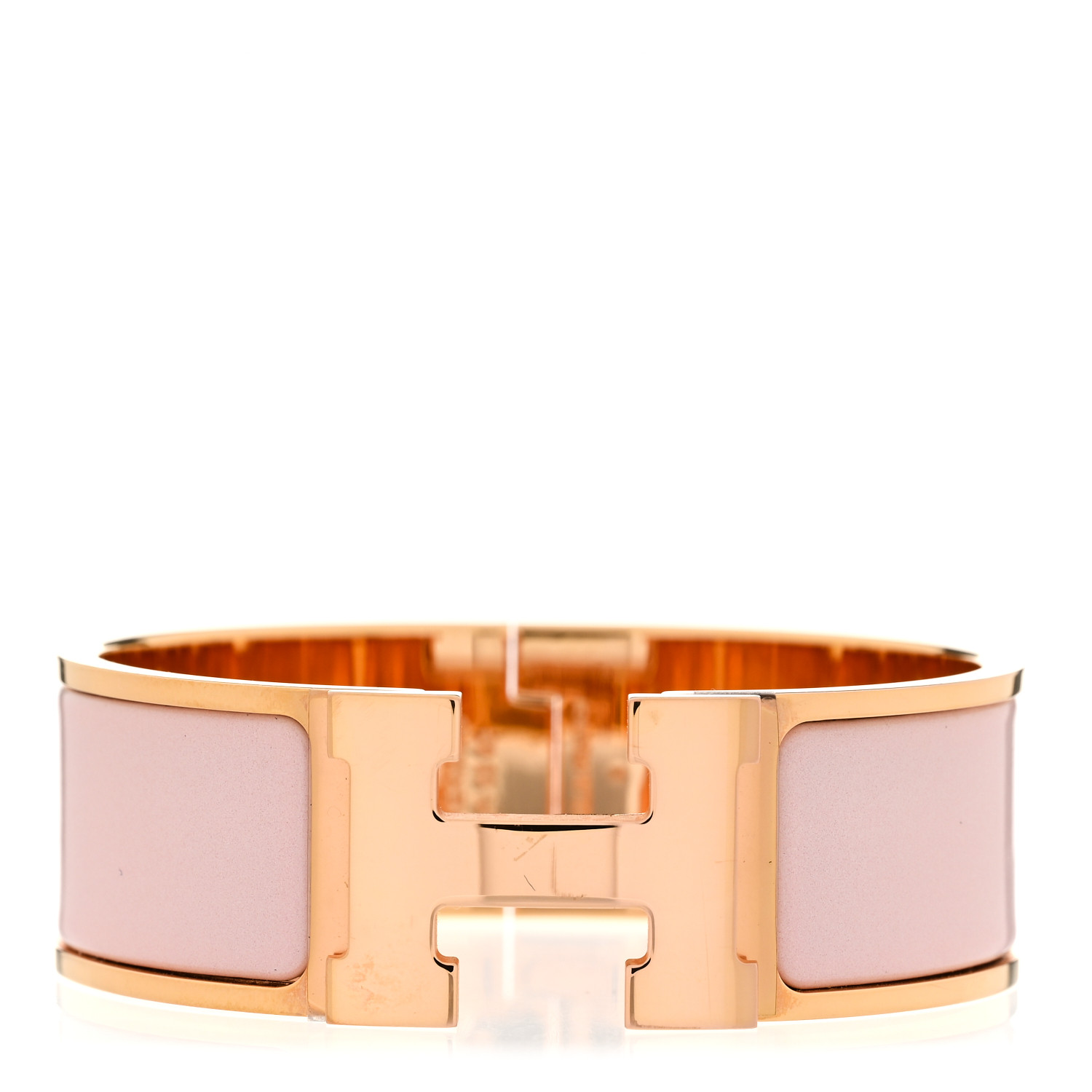 HERMES CLIC CLAC H バングル ローズオランジェ HERMES Enamel Wide Clic Clac H Bracelet PM Rose Dragee