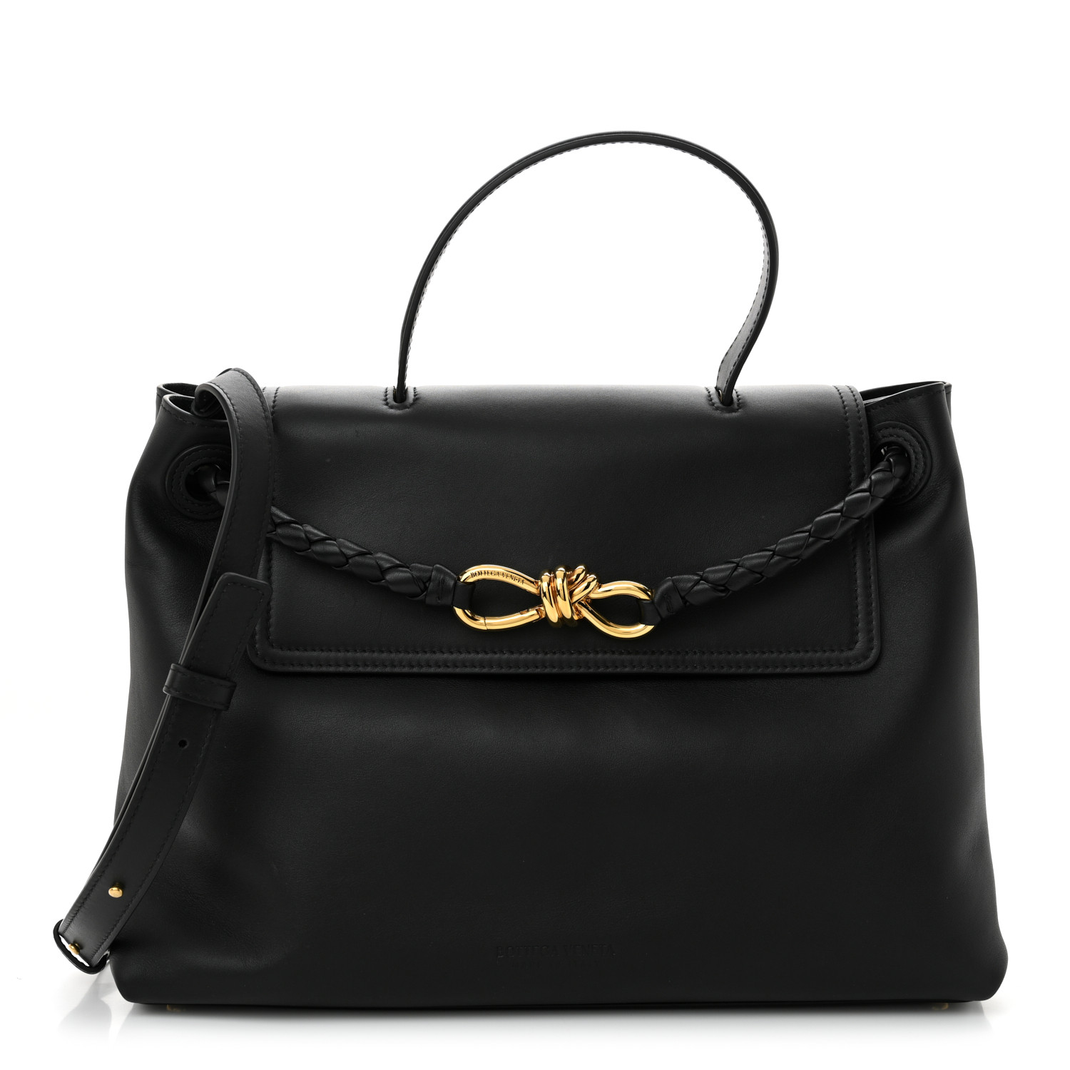BottegaVeneta nylonshoulder bag ボッテガ　黒 Bottega Veneta - Loop Baguette Black Woven Leather Crossbody
