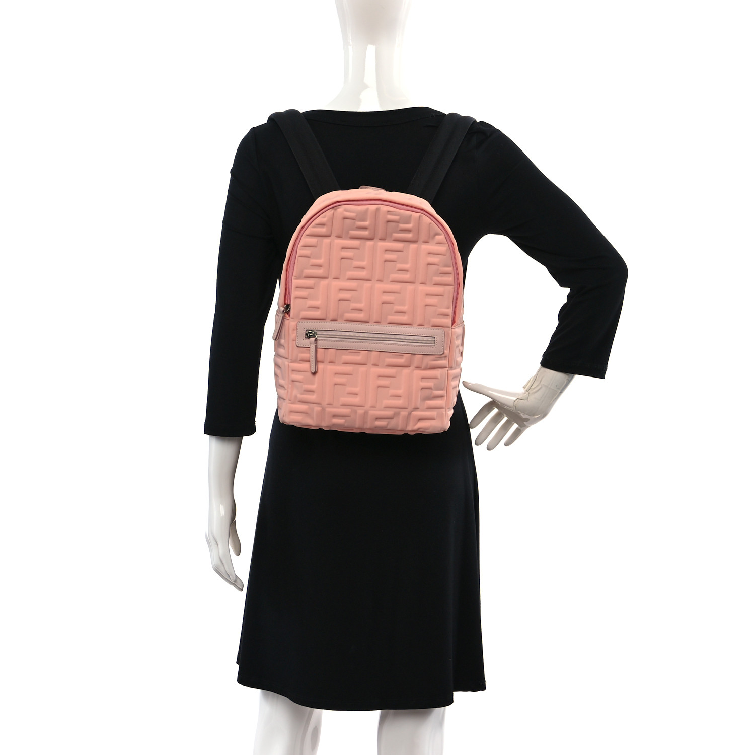 ★EMS★ FUR CYLINDER BAGPINK FENDI Econyl Nylon Lycra Vitello Seta FF Embossed Kids