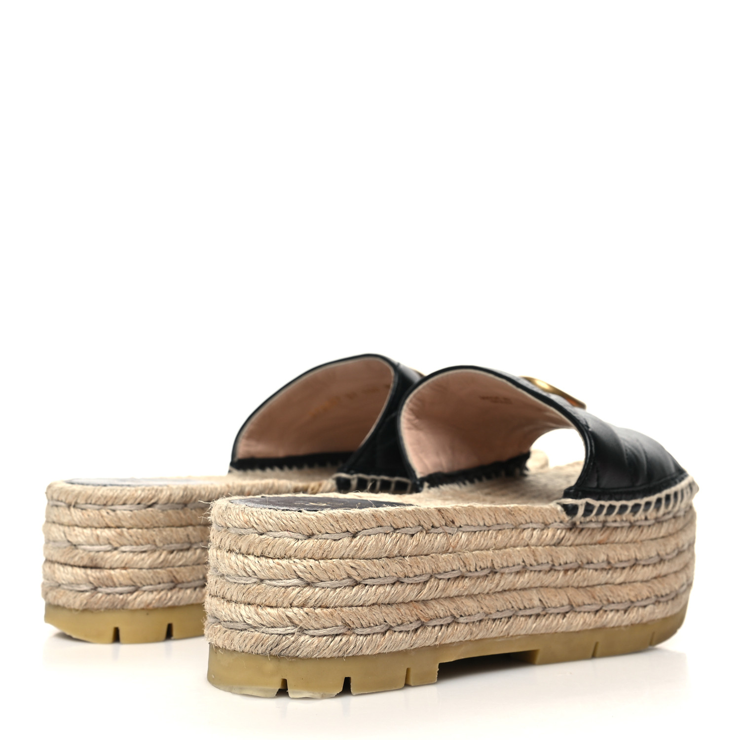 GUCCI Nappa Matelasse GG Marmont Platform Espadrille Slide