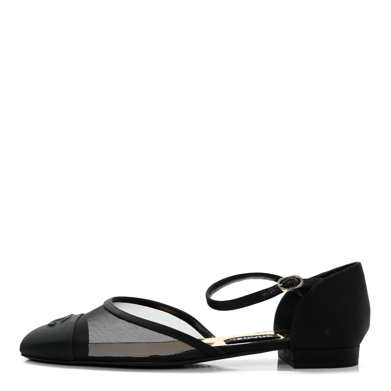 CHANEL Mesh Grosgrain Cap Toe CC Sandals 42 Black 1253401
