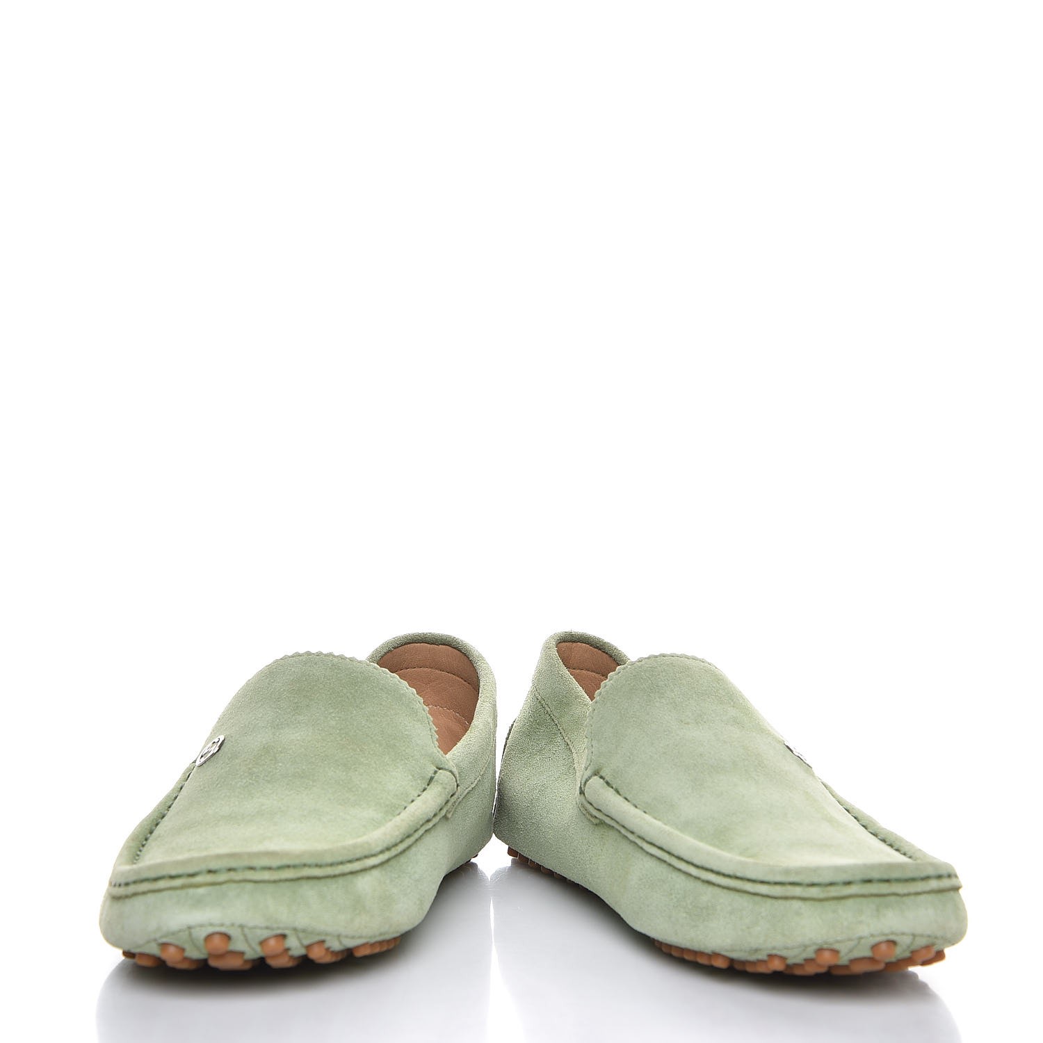 GUCCI Suede Mens Driver Loafers 8.5 Light Green 281971