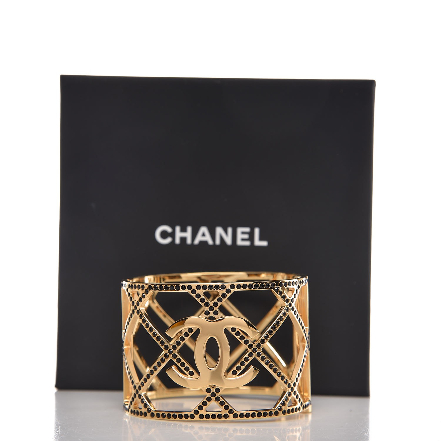CHANEL Crystal CC Cuff Bracelet Black Gold 274140 | FASHIONPHILE CHANEL Crystal CC Cuff Bracelet Black Gold 274140 | FASHIONPHILE