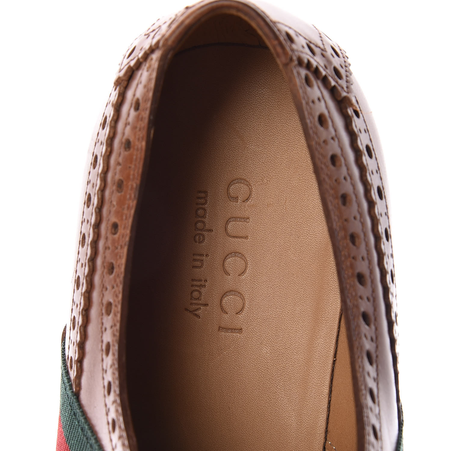 美品 GUCCI グッチ 内羽根 ロゴ ストレートチップ レザー