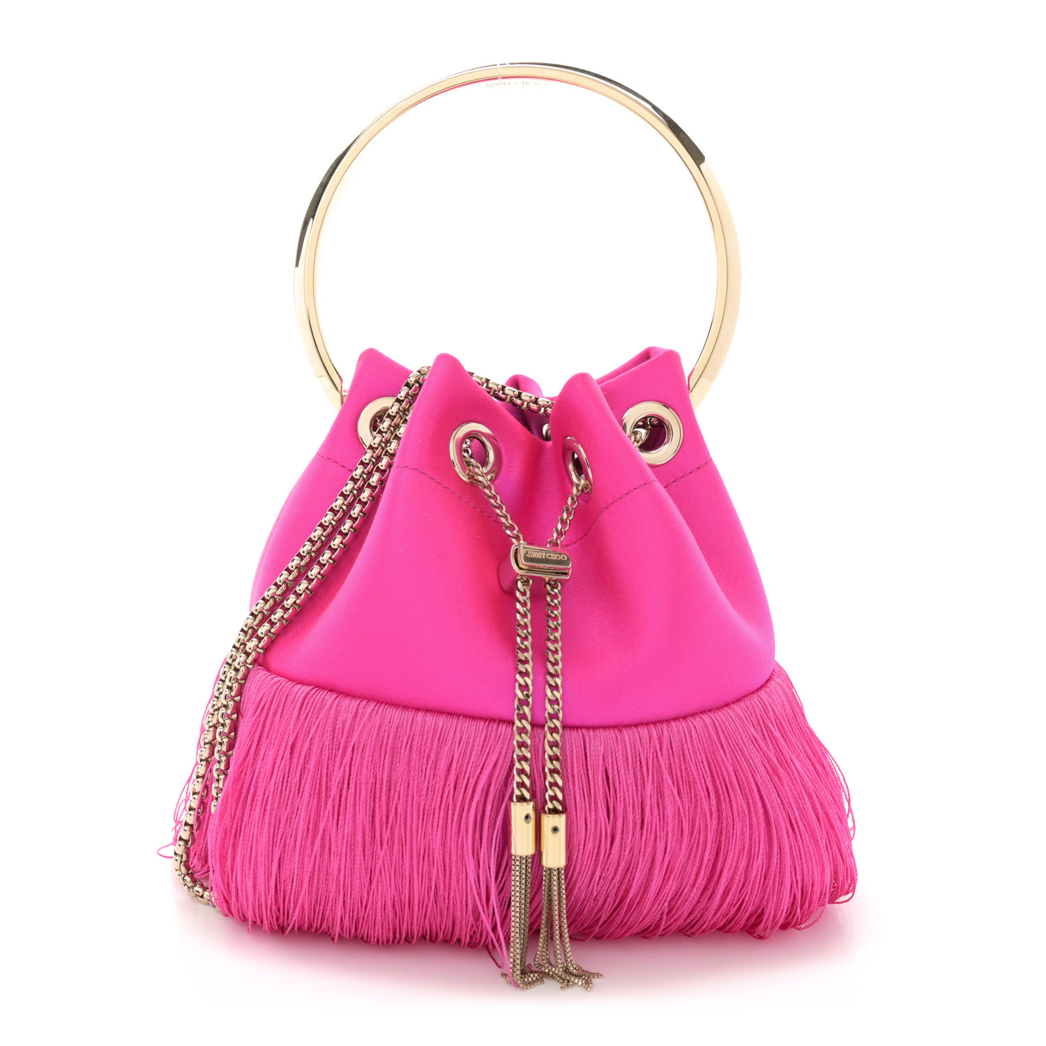 パーティーバッグ JIMMY CHOO BON BON LEATHER FRINGE BAG JIMMY CHOO Bon Bon embellished fringed suede bucket bag