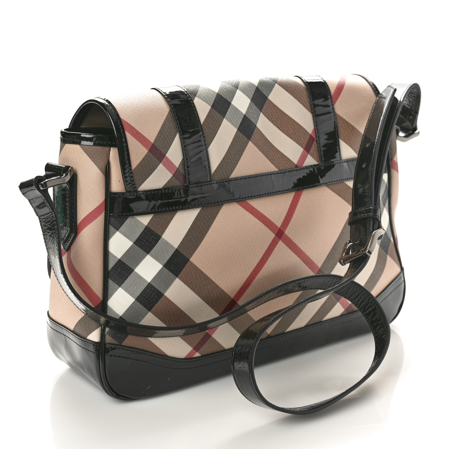 BURBERRY Nova Check Messenger Bag Black 1575825 | FASHIONPHILE