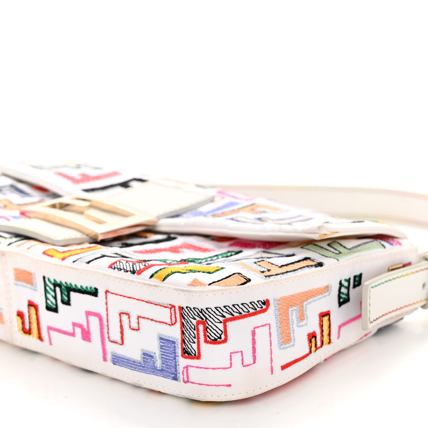 FENDI FFロコフラクヘルト 8C0648AQ1V F1CFL FENDI Nylon FF Multicolor Embroidered Baguette Multicolor