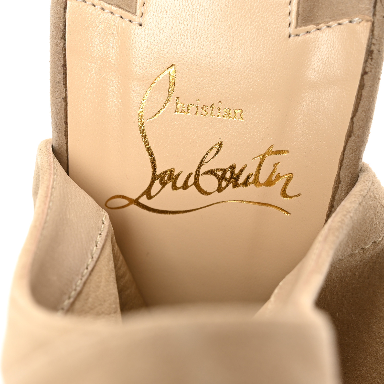 【関税&送料込】Christian Louboutin Manuka Coloured Suede Ka CHRISTIAN LOUBOUTIN Suede Metallic Kid Lambskin Strass