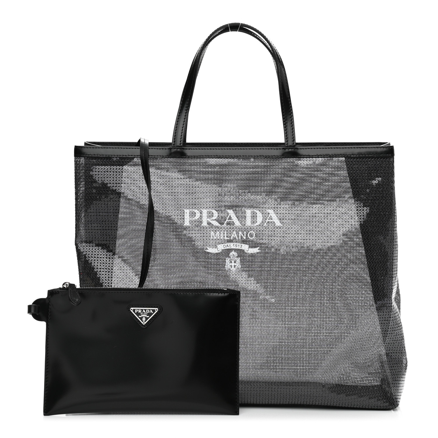 PRADA バッグ PRADA Sequin Mesh Tote Bag Black 1087805 | FASHIONPHILE