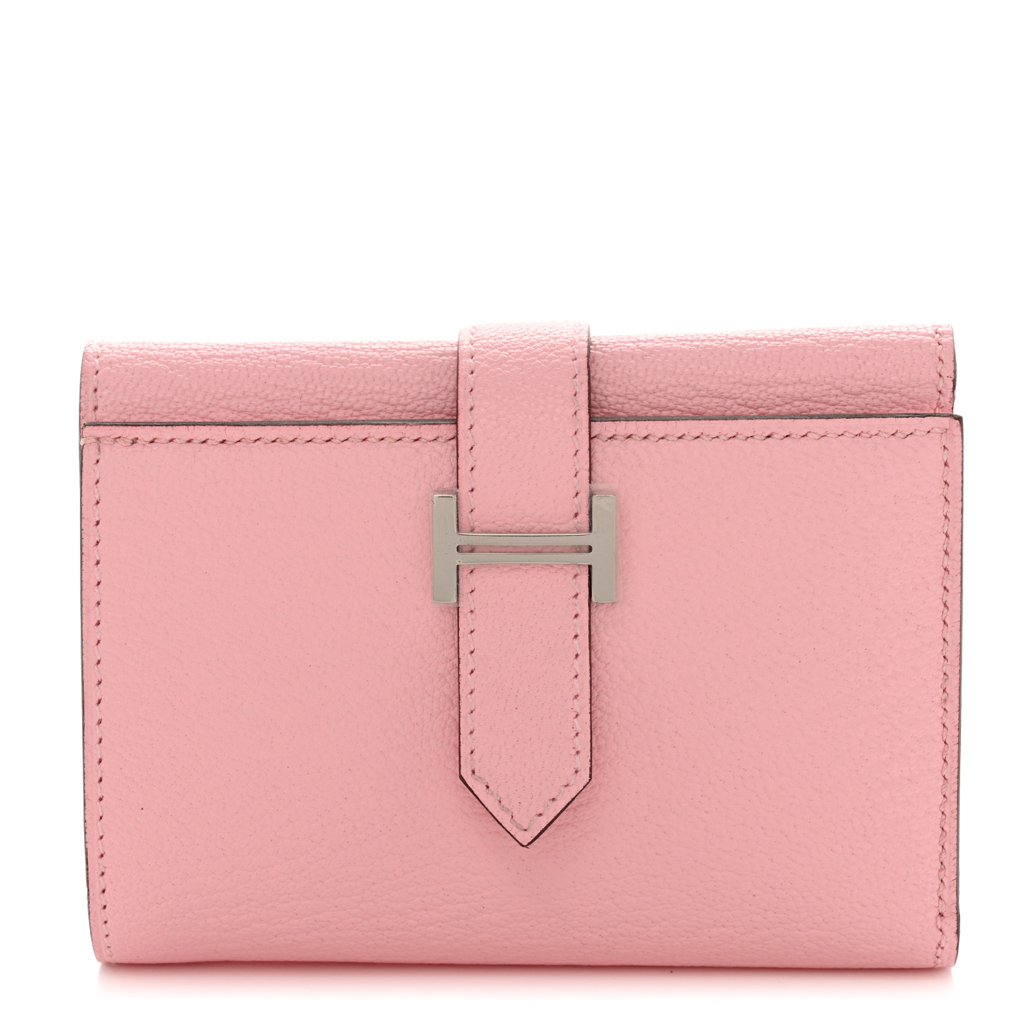 HERMES◆BEARN COMPACT ROSE SAKURA◆ HERMES Chevre Mysore Tri-Fold Compact Bearn Wallet Rose