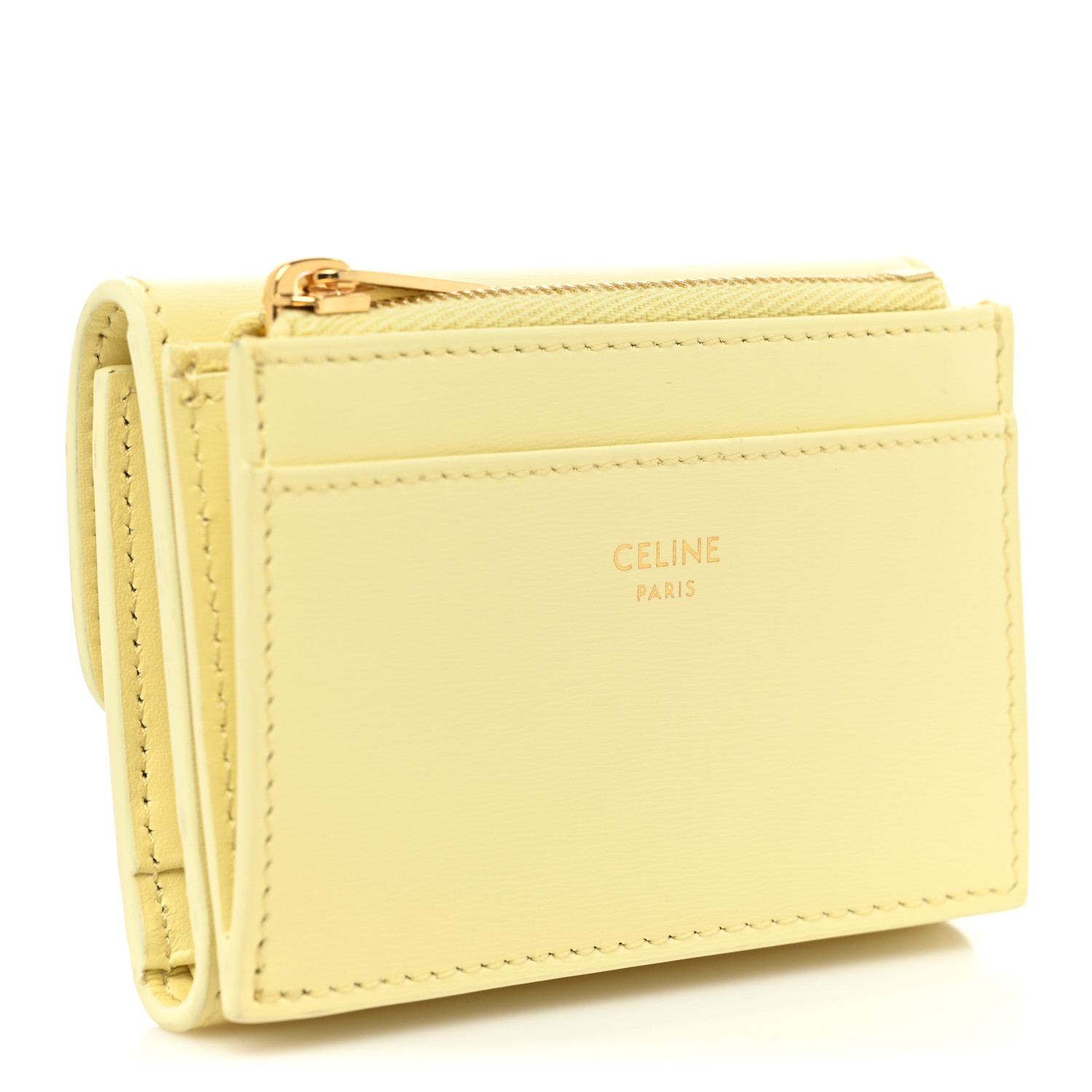 美品‼️CELINE ♡ Vintage ♡ mini Wallet CELINE Shiny Smooth Lambskin Small Triomphe Wallet Vintage