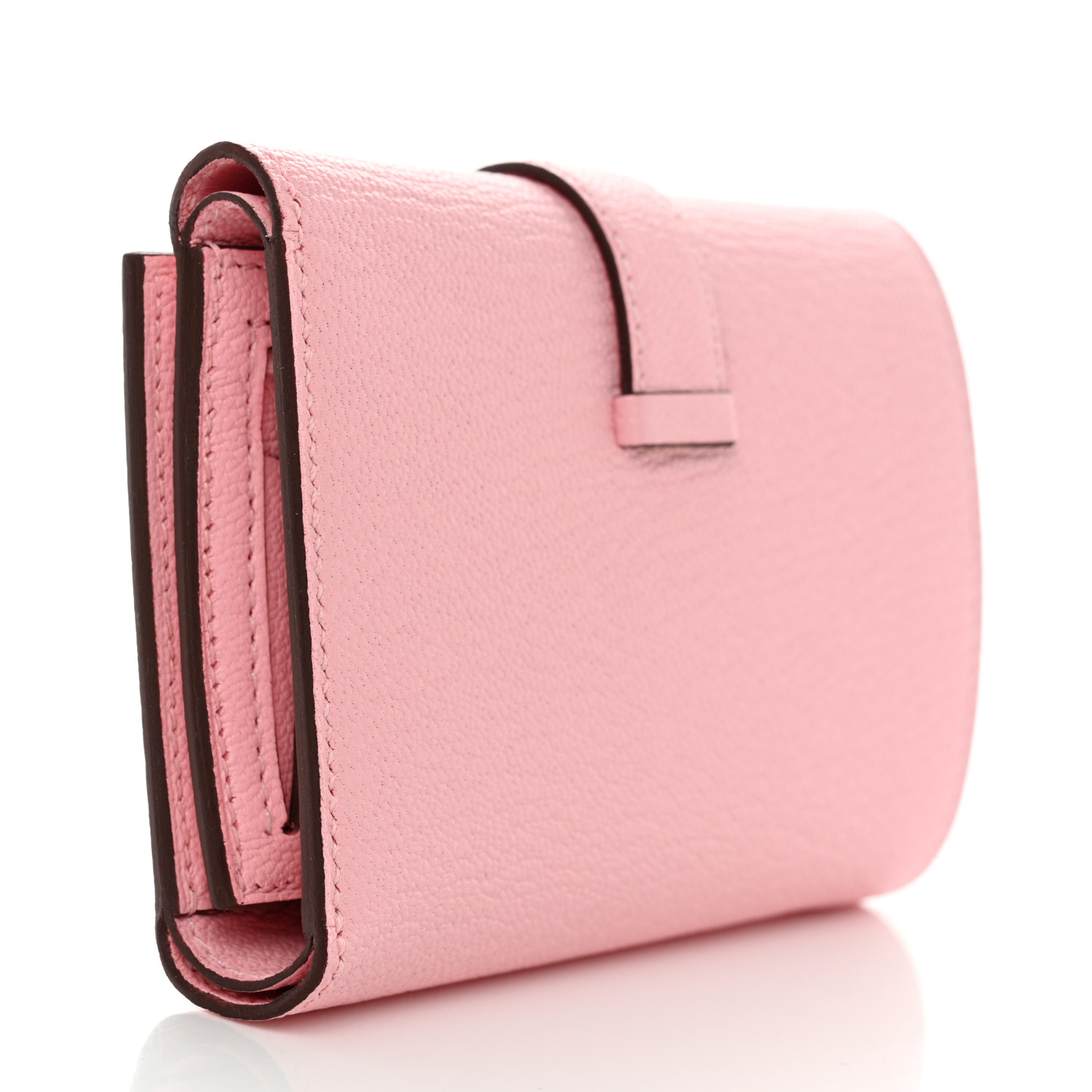 HERMES◆BEARN COMPACT ROSE SAKURA◆ HERMES Chevre Mysore Tri-Fold Compact Bearn Wallet Rose