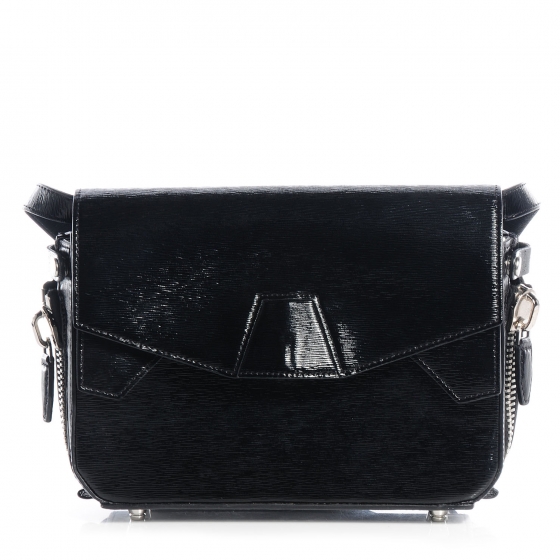 ALEXANDER WANG Textured Patent Tri-Fold Shoulder Bag Black