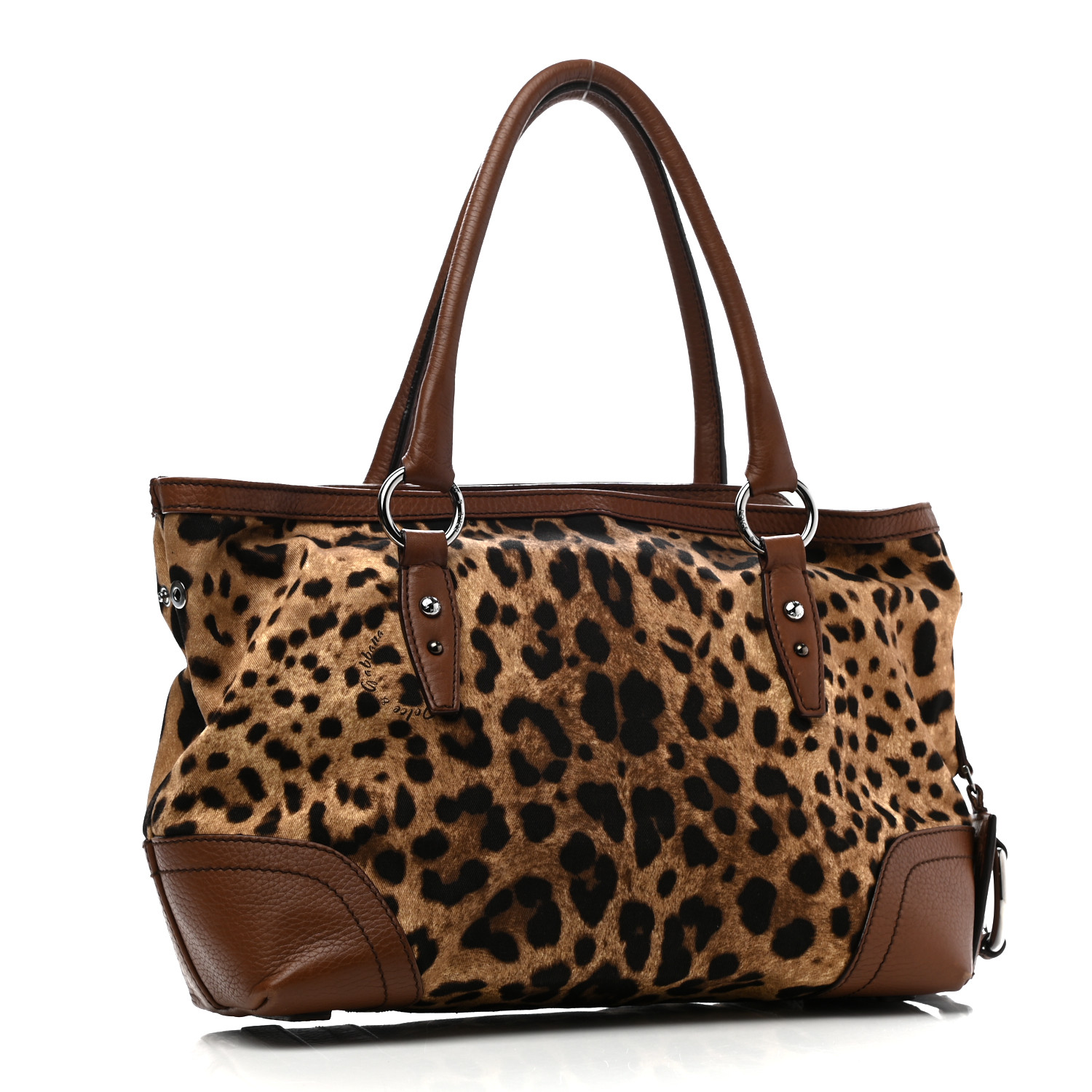 DOLCE & GABBANA Leopard Print Canvas Calfskin Animalier