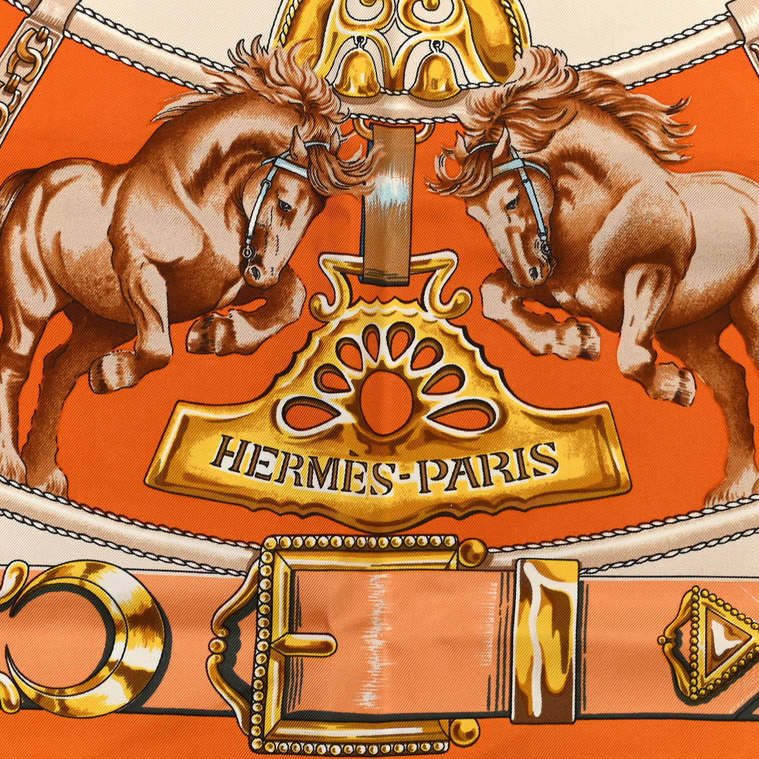 HERMES Silk Chevaux De Trait Scarf 90 876432 | FASHIONPHILE